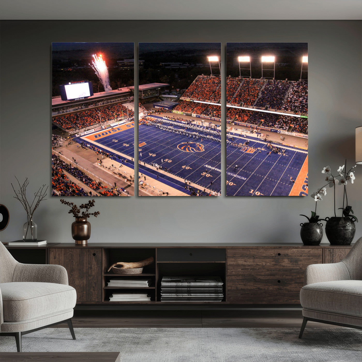 58849575-MGV-CV-36X24 - Boise State Stadium Large Wall Art Canvas Print for Living Room Office Wall Decor