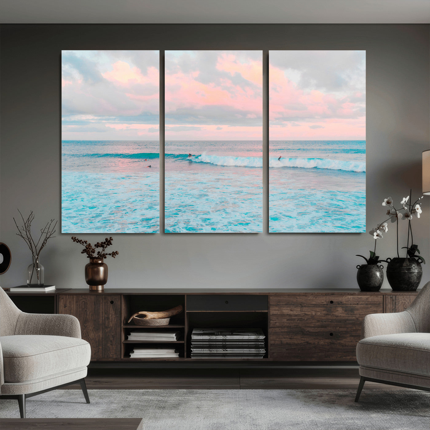 73216461-MGV-CV-36X24 - Ocean Wave Wall Art Canvas Print, Pastel Surf Seascape Photography, Coastal Beach Wall Decor