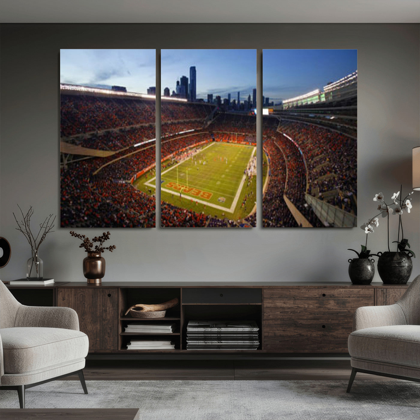 50691720-MGV-CV-36X24 - Chicago Bears Soldier Field Canvas Wall Art, NFL Stadium Panorama Print, Football Arena Photography for Sports Fans