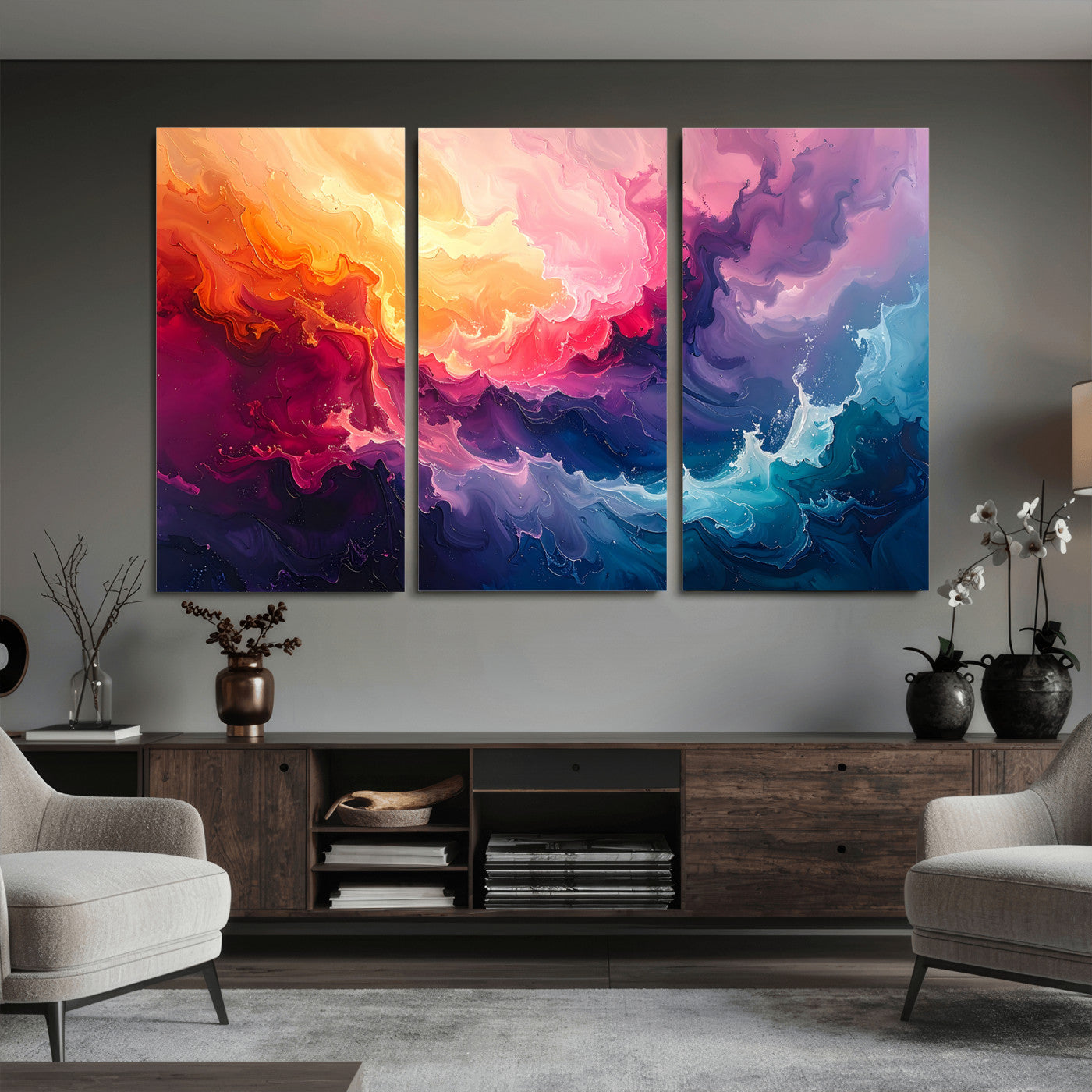 16157633-MGV-CV-36X24 - Large Colorful Abstract Canvas Wall Art Print, Vibrant Popup Color Art Print