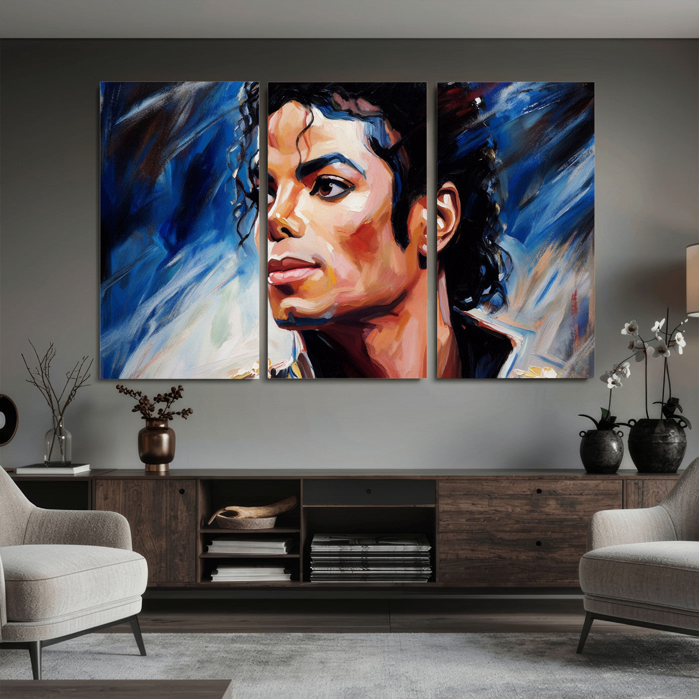 51466481-MGV-CV-36X24 - Abstract Michael Jackson Photo Wall Art Canvas Print