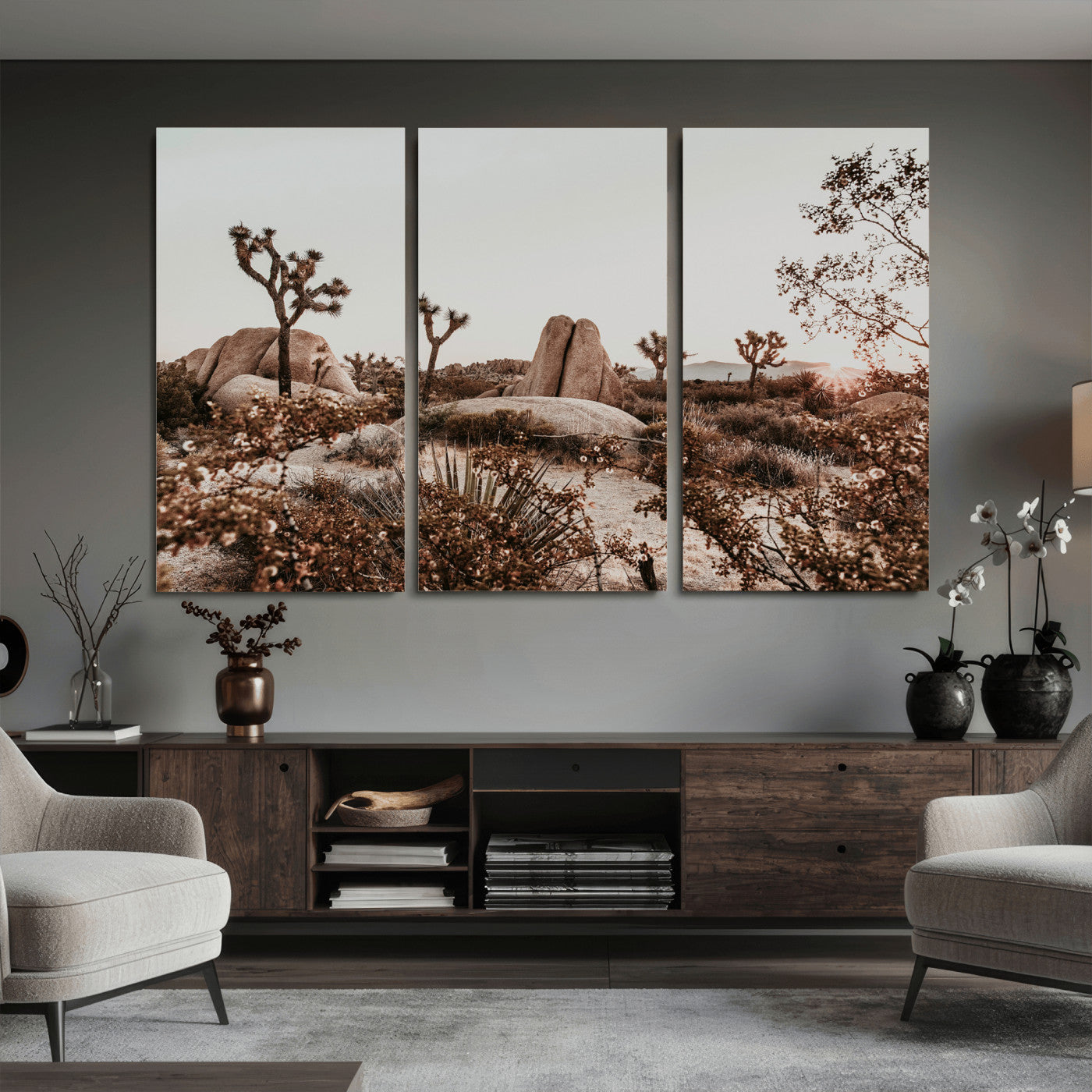 75778944-MGV-CV-36X24 - Joshua Tree Desert Canvas Wall Art Print - Desert Landscape Photography, Boho Southwest Wall Decor, Nature Canvas - Ready to Hang