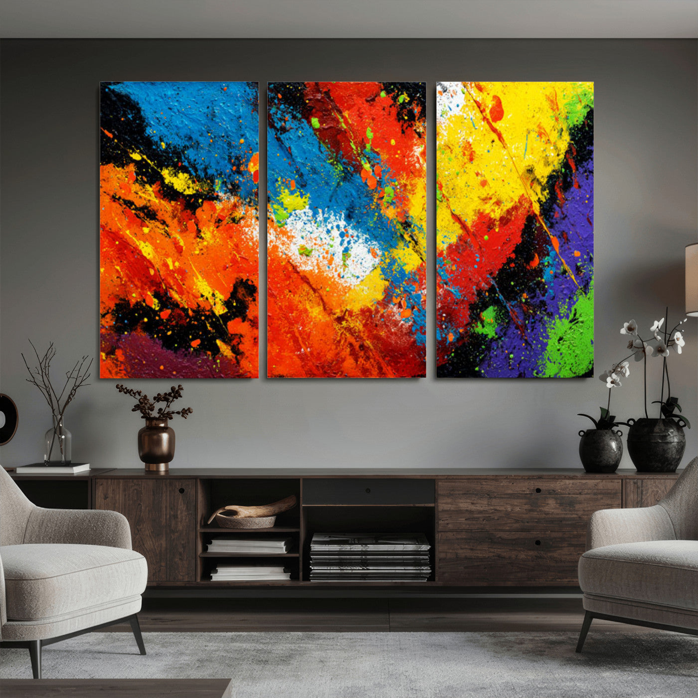 74888753-MGV-CV-36X24 - Vibrant Blue Abstract Canvas Wall Art Colorful Impasto Oil Painting Print