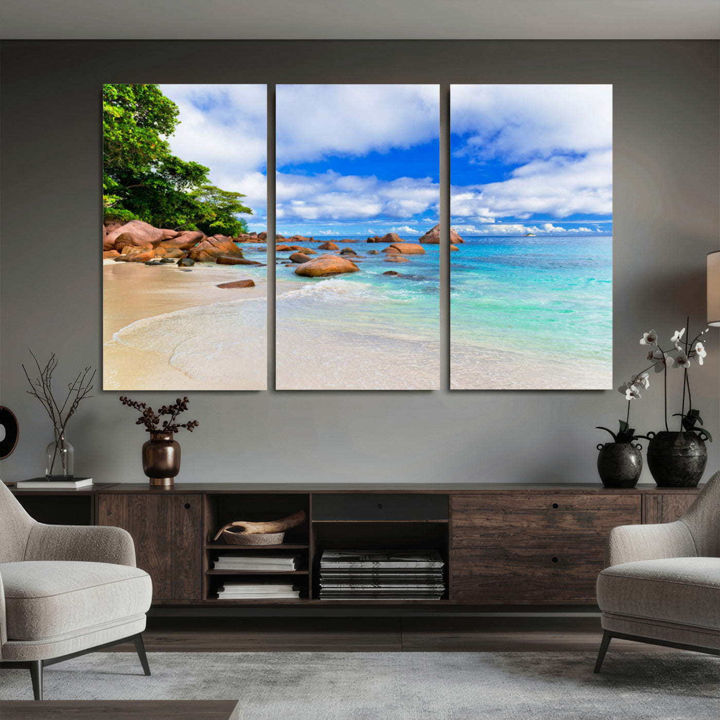 81980382-MGV-CV-36X24 - Seychelles Beach Canvas Wall Art - Anse Intendance Turquoise Ocean Print