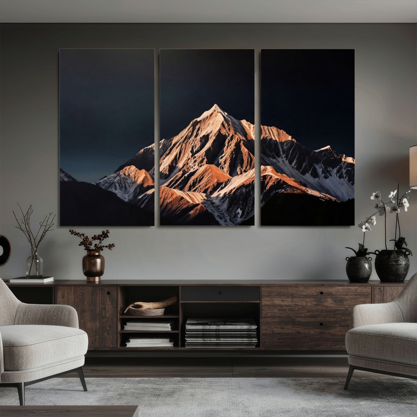 10196184-MGV-CV-36X24 - Snow Mountain Wall Art Canvas Print for Living Room Decor