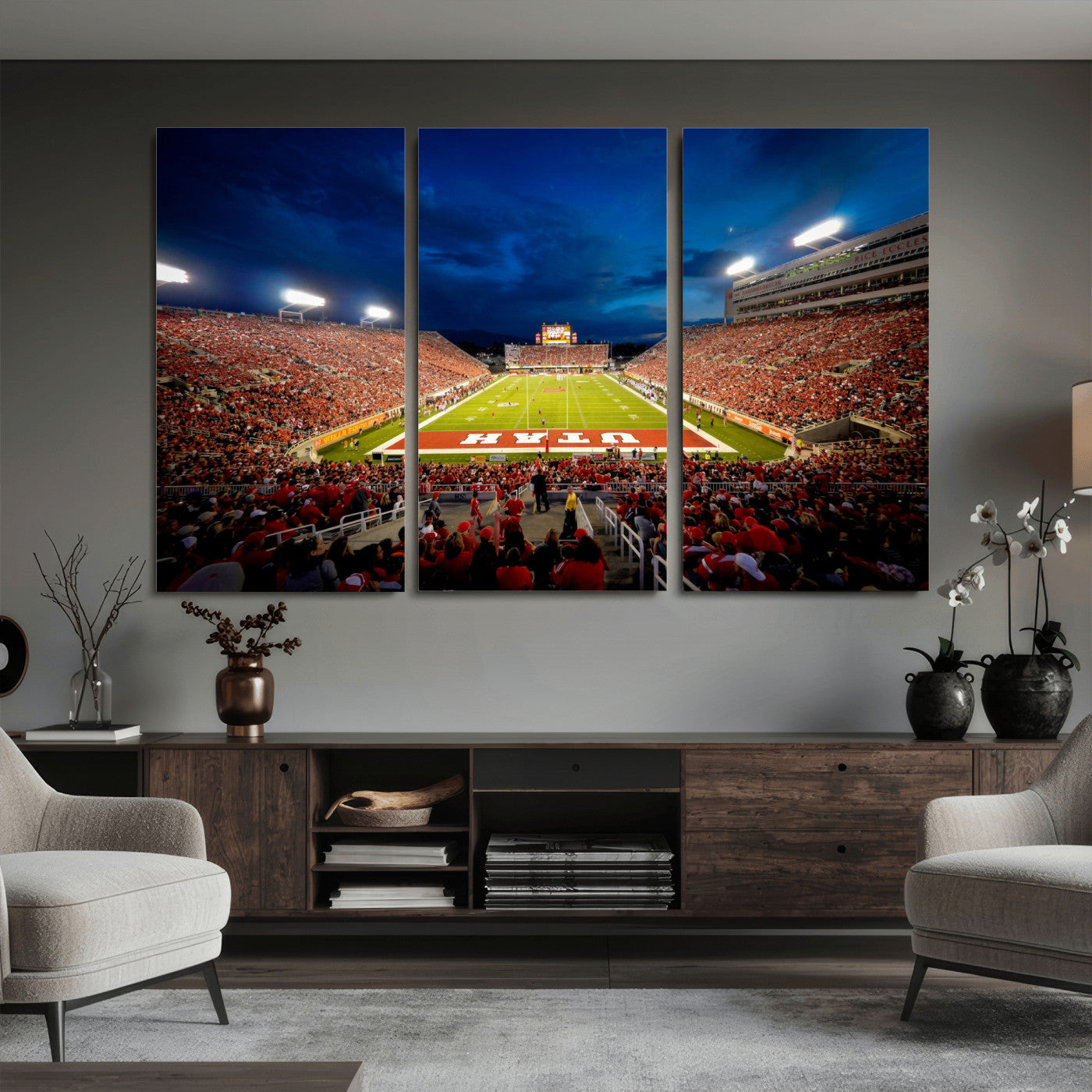 74019251-MGV-CV-36X24 - Rice-Eccles Stadium Wall Art Canvas Print - Utah Salt Lake City Stadium Print