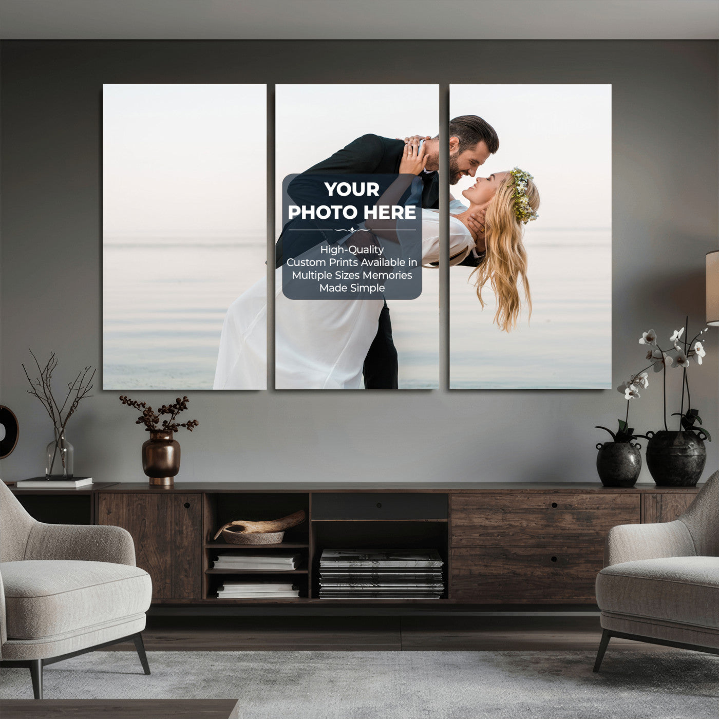 46573466-MGV-CV-48X32-3P - Custom Photo Canvas Print, Personalized Picture Wall Art, Your Image on Canvas, Family Portrait Gift