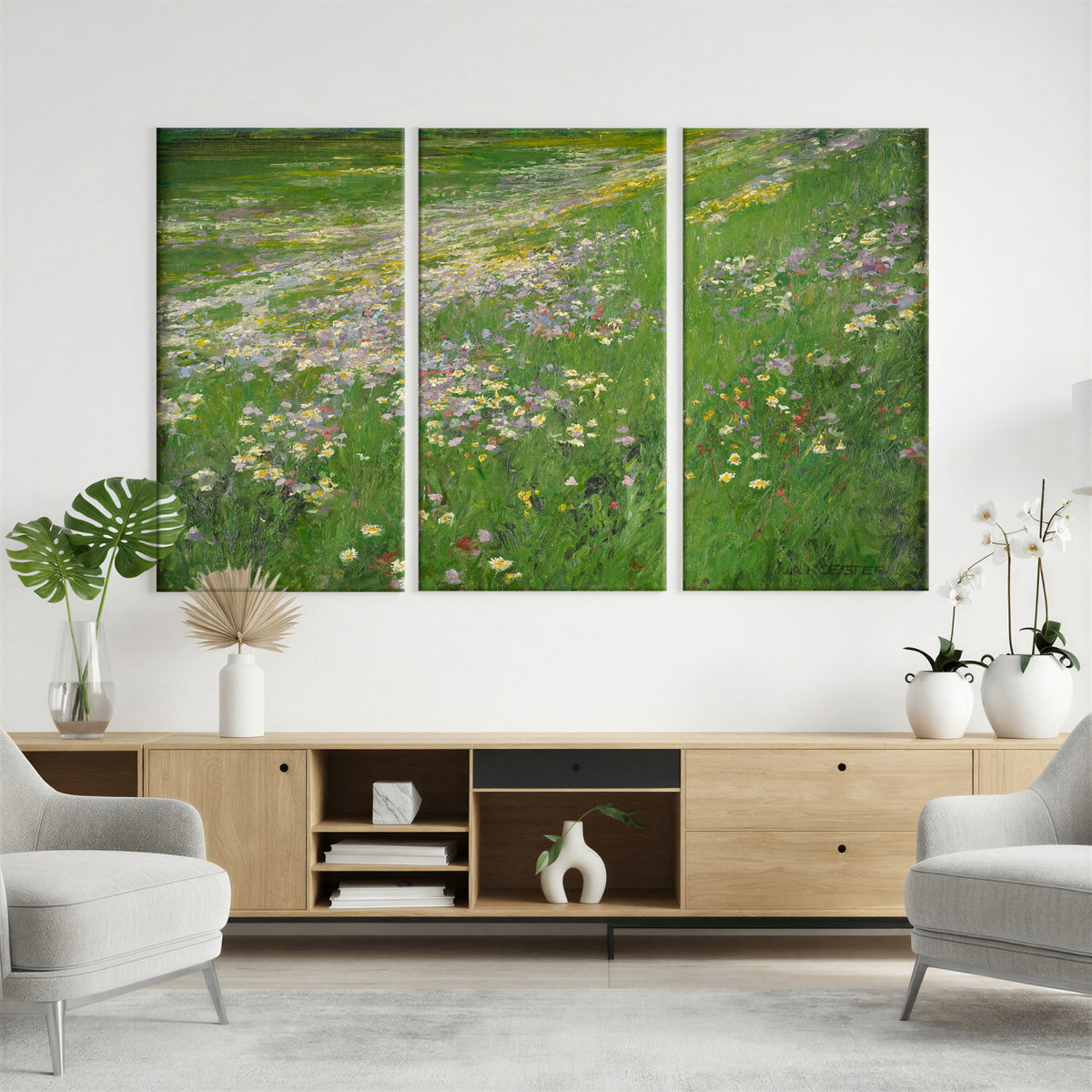 63535040-MGV-CV-36X24 - Alexander Koester Flower Meadow Canvas Wall Art, Vintage Landscape Print