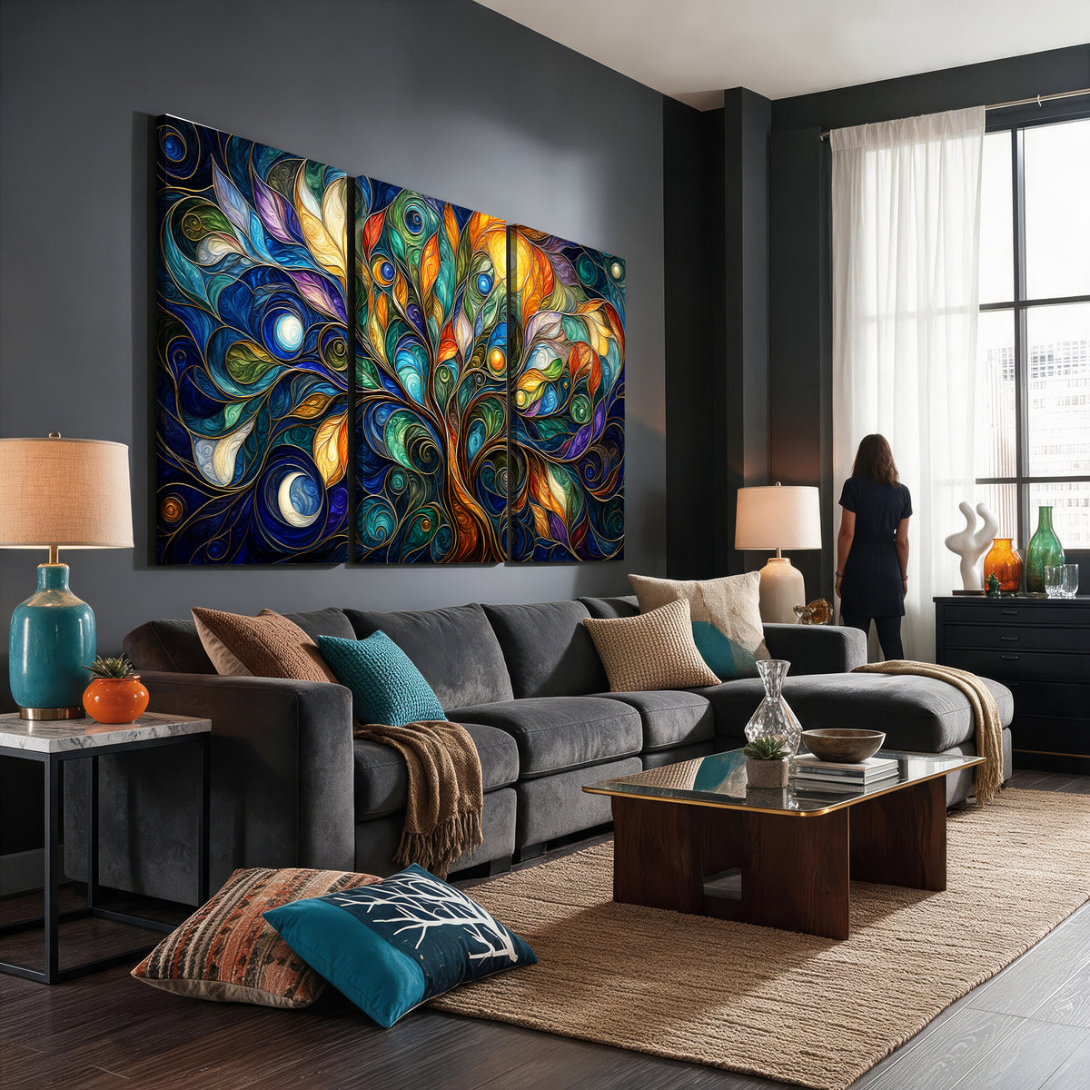 60127105-MGV-CV-36X24 - Psychedelic Tree Of Life Wall Art - Vibrant Swirl Cosmic Nature Decor