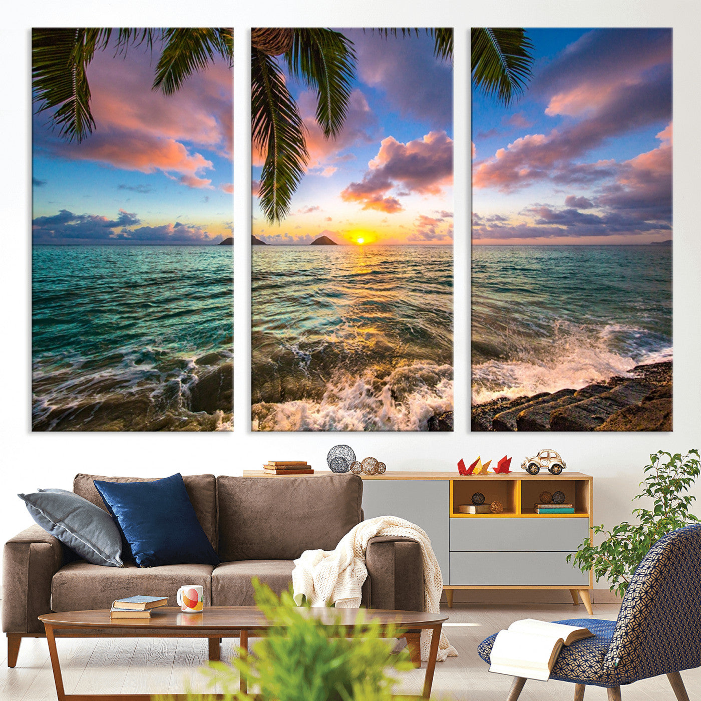 85985-MGV-CV-36X24-Framed Tropical Sunset Art Canvas Print
