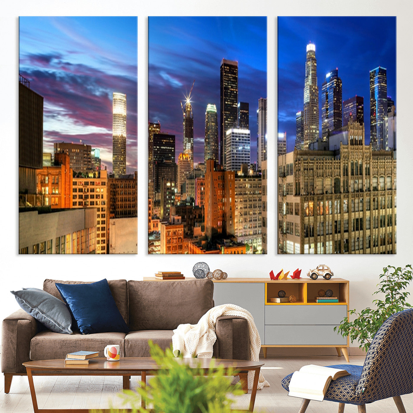 39051-MGV-CV-36X24-Los Angeles Night Wall Art Canvas Print