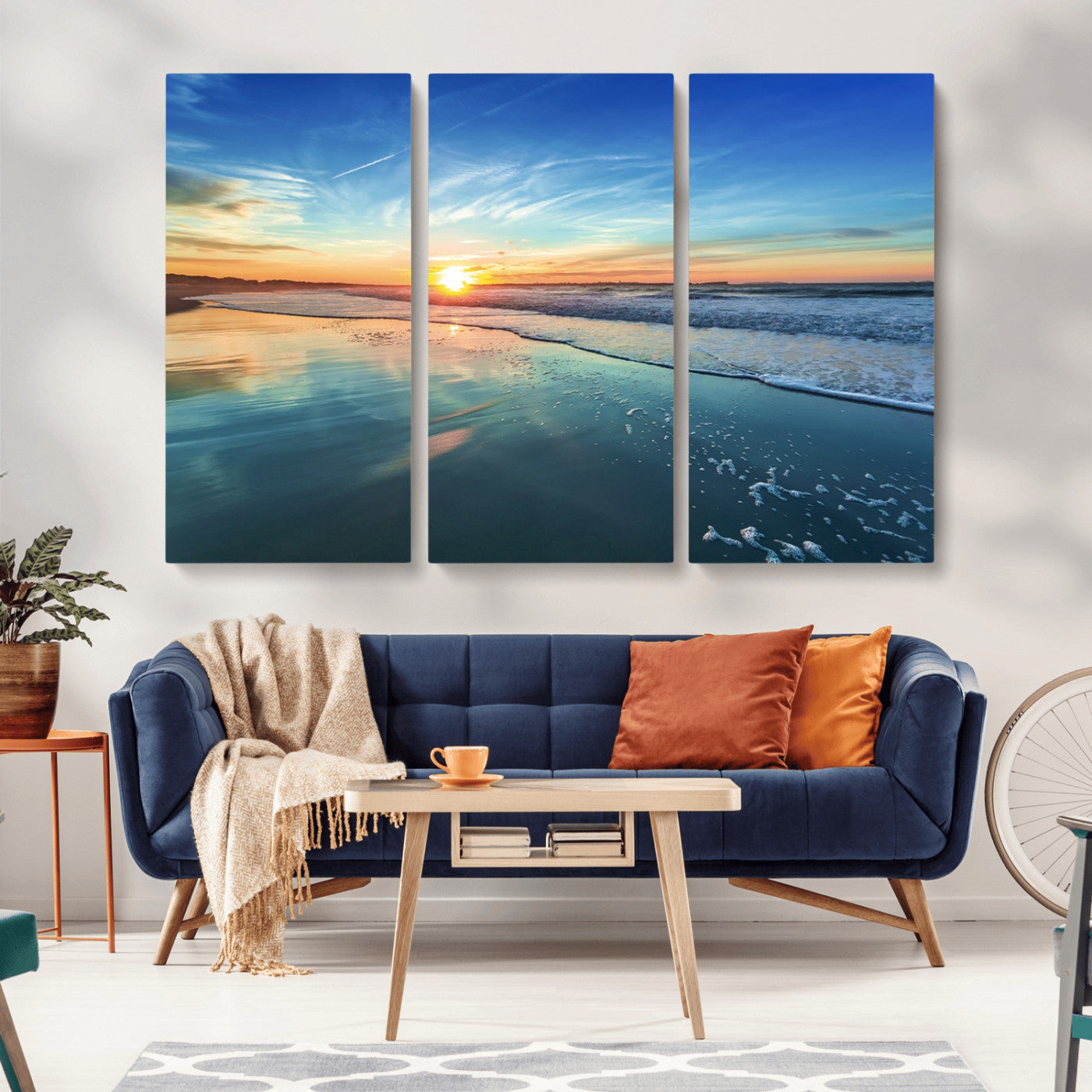 MGV-CV-48X32-3P - Blue Sky and Beach Wall Art Canvas Print