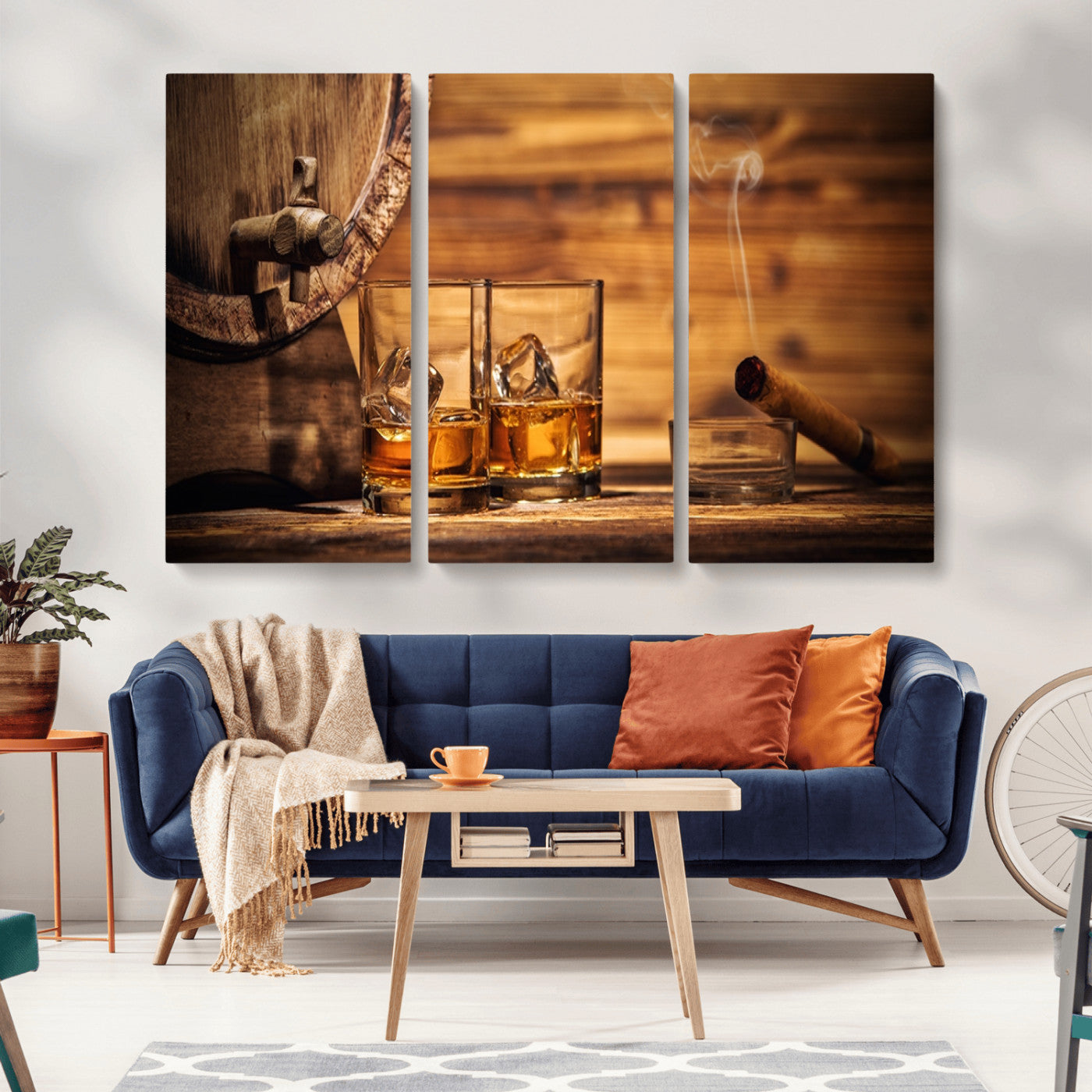 MGV-CV-48X32-3P - Rustic Whiskey and Barrel Canvas Print