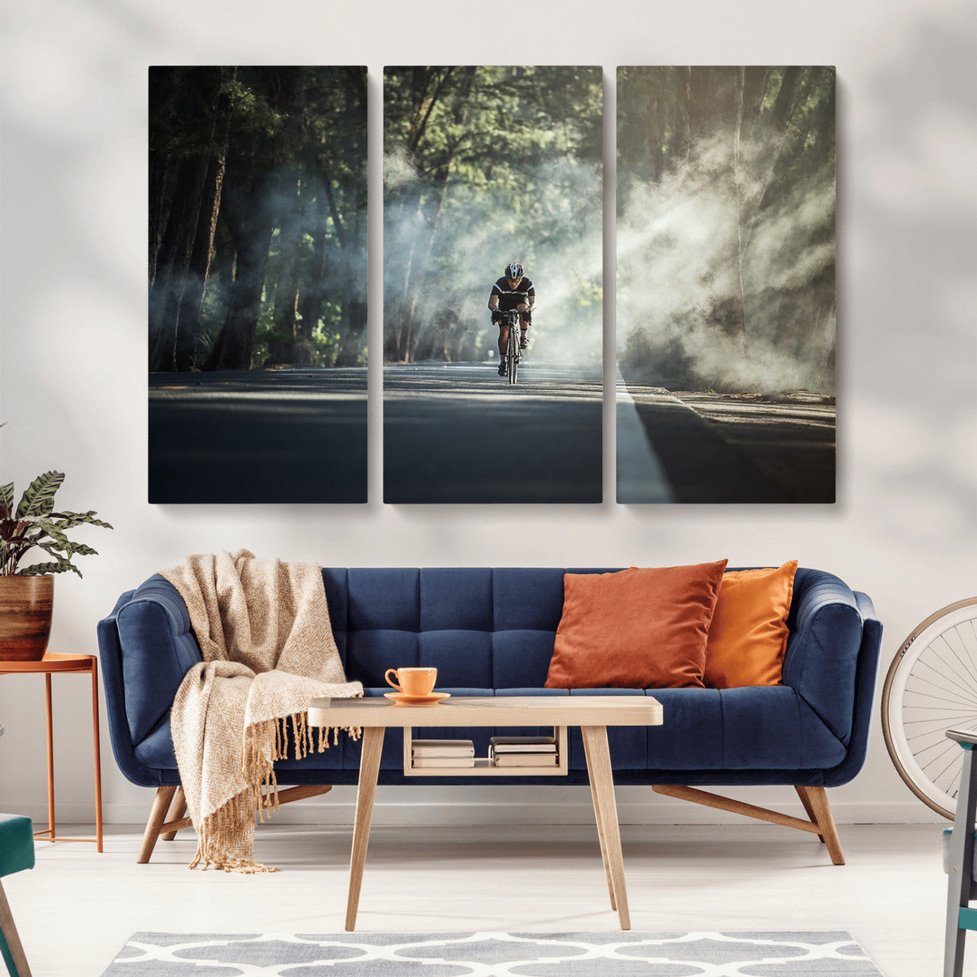 MGV-CV-48X32-3P - Cycling Road Bike in the Morning, Cycling Road Bike Canvas Print