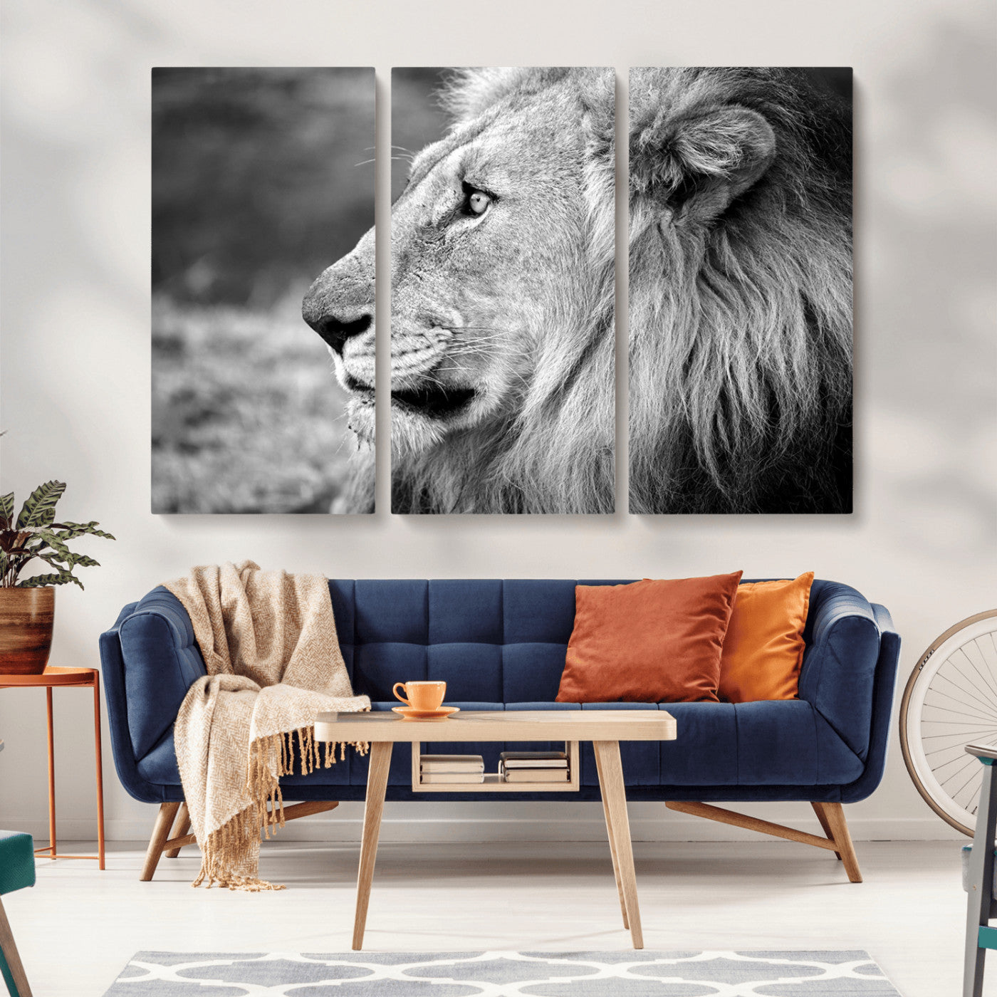 MGV-CV-48X32-3P - African Lion Wall Art Canvas Print