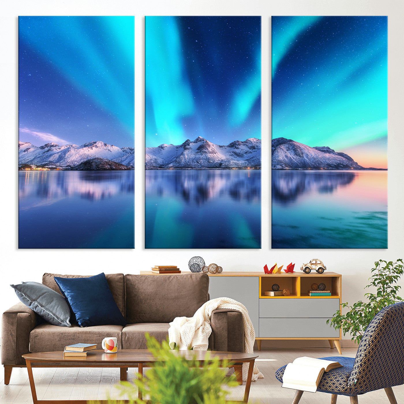 49902-MGV-CV-36X24-Northern Lights above Mountain Wall Art, Northern Lights Wall Art Canvas Print