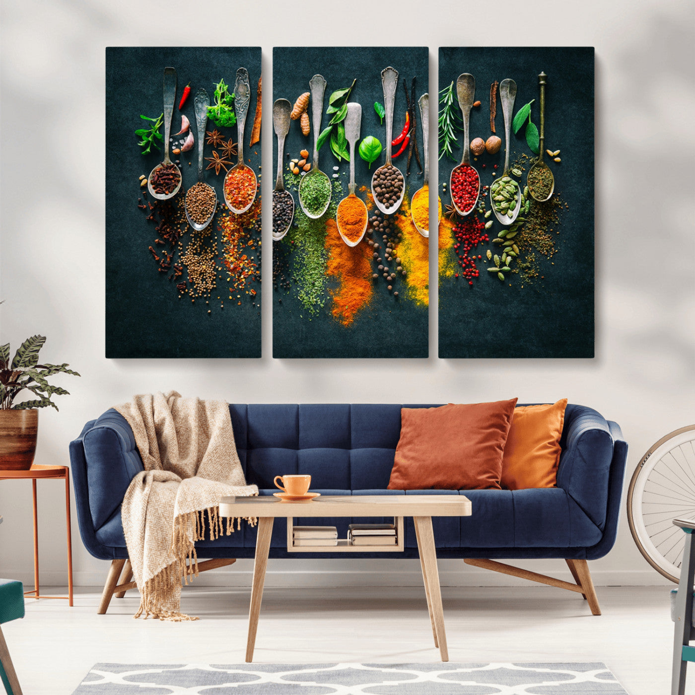 MGV-CV-48X32-3P - Herbs and Spices Kitchen Wall Art Canvas Print