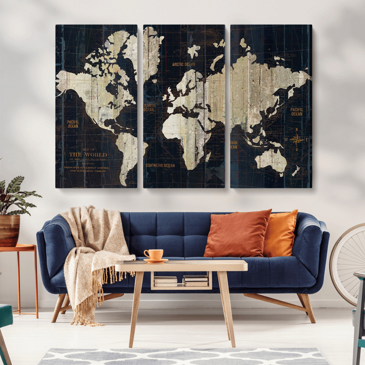 MGV-CV-48X32-3P - Push Pin World Map Canvas Print – Framed Wall Art for Couples to Track Their Travels – Anniversary