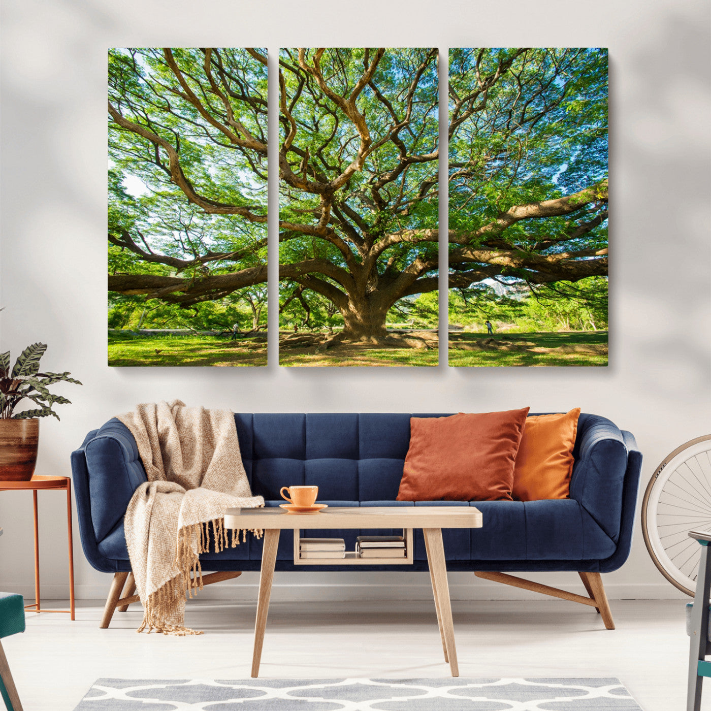 MGV-CV-48X32-3P - Angel Oak Tree Wall Art | Oak Canvas Print | Multi Panel Landscape Wall Art | Ready to Hang Wall Art