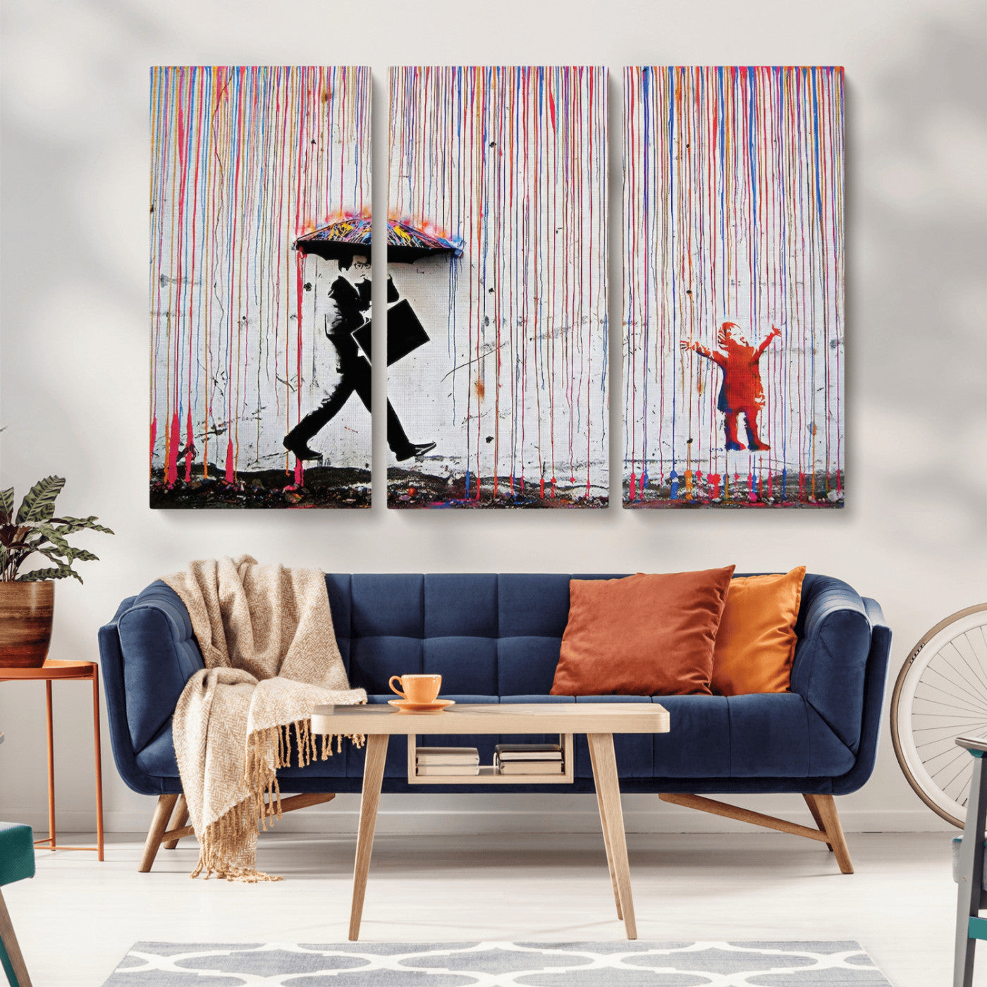 MGV-CV-48X32-3P - Banksy Wall Art Canvas Print, Framed Graffiti Art Picture Print, Banksy Urban Graffiti Perfect Modern Decor Artwork