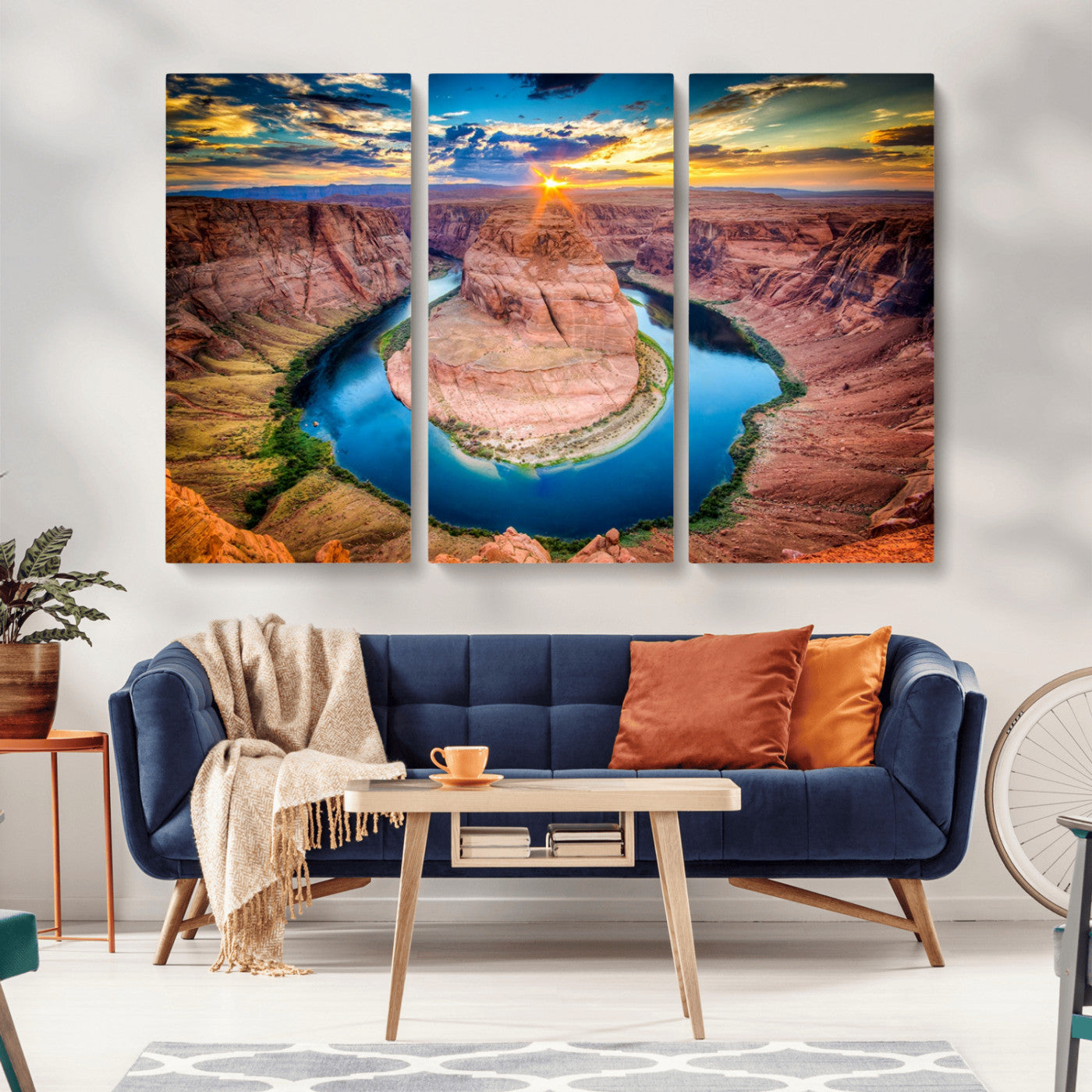 MGV-CV-48X32-3P - Sunset on the Horseshoe Bend Grand Canyon, Horseshoe Bend Grand Canyon Canvas Wall Art Print