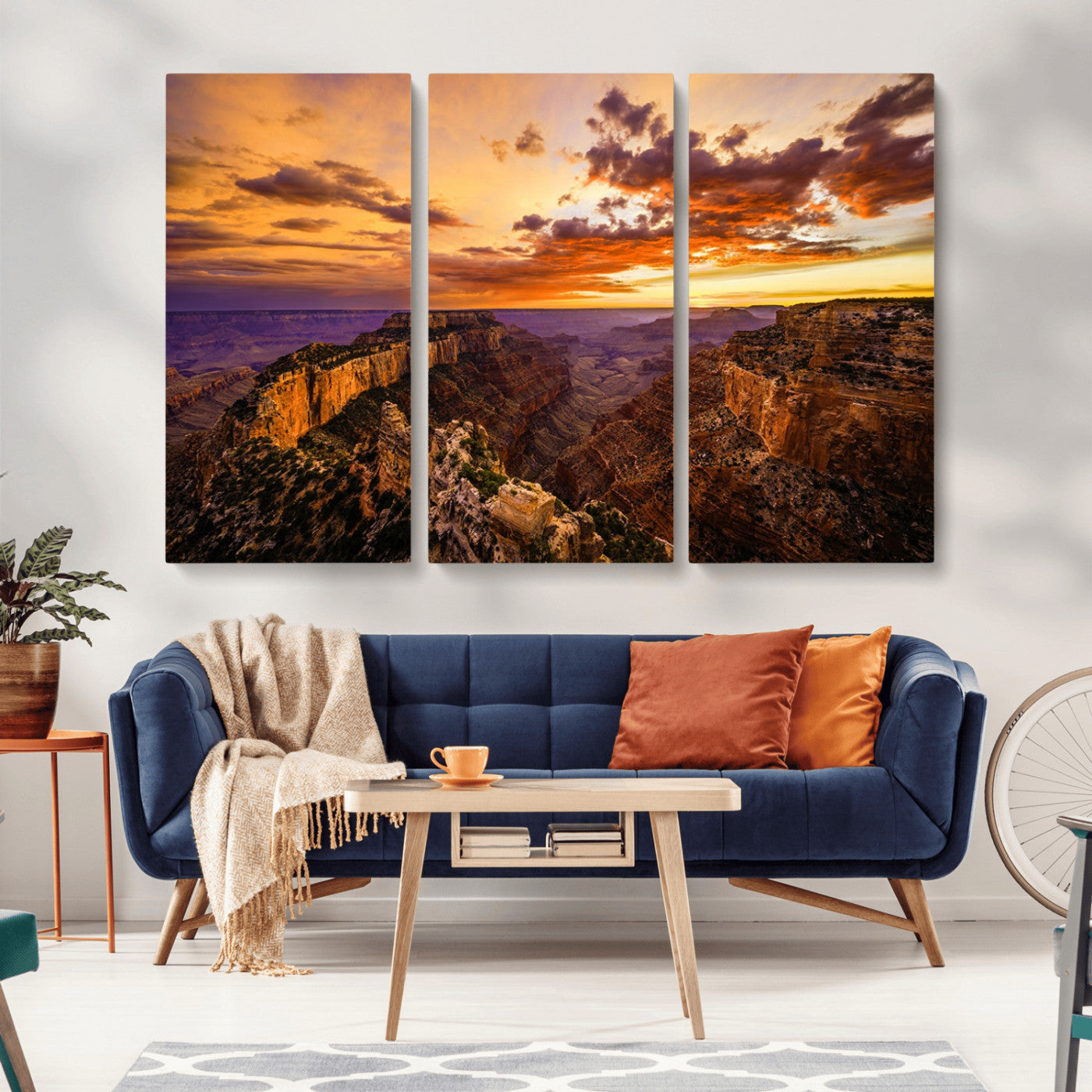MGV-CV-48X32-3P - Mesmerizing Sunset from Grand Canyon Nal Park Wall Art, Grand Canyon Canvas Print