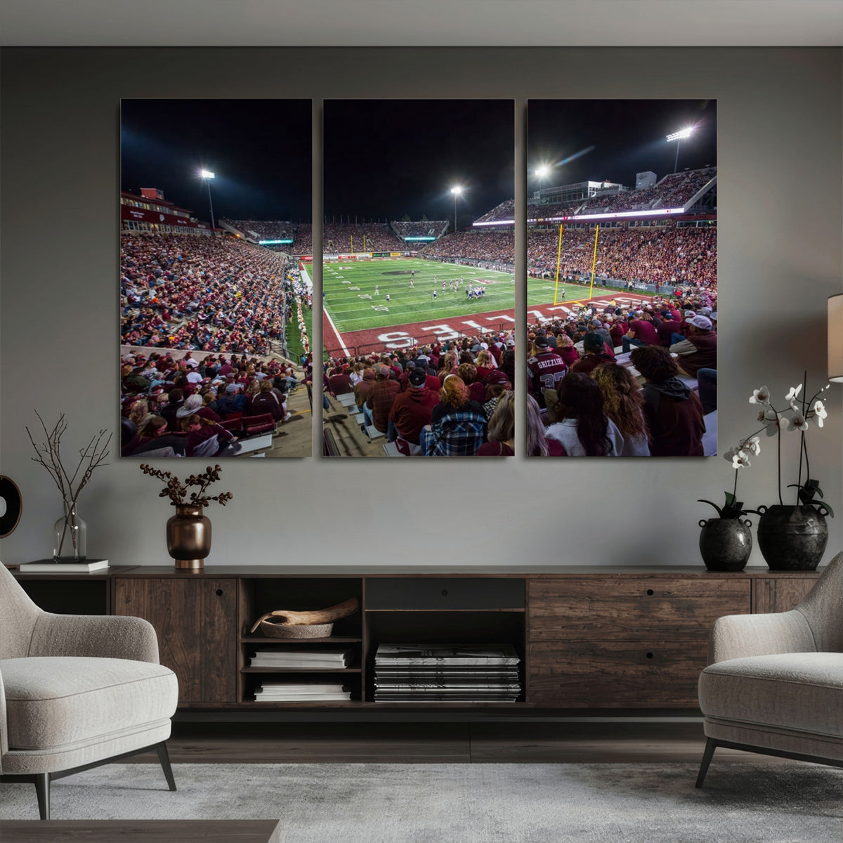 56191-MGV-CV-36X24 - Washington Grizzly Stadium American Football Wall Art Canvas Print, Sports Wall Art Print, Game Room Decor-1
