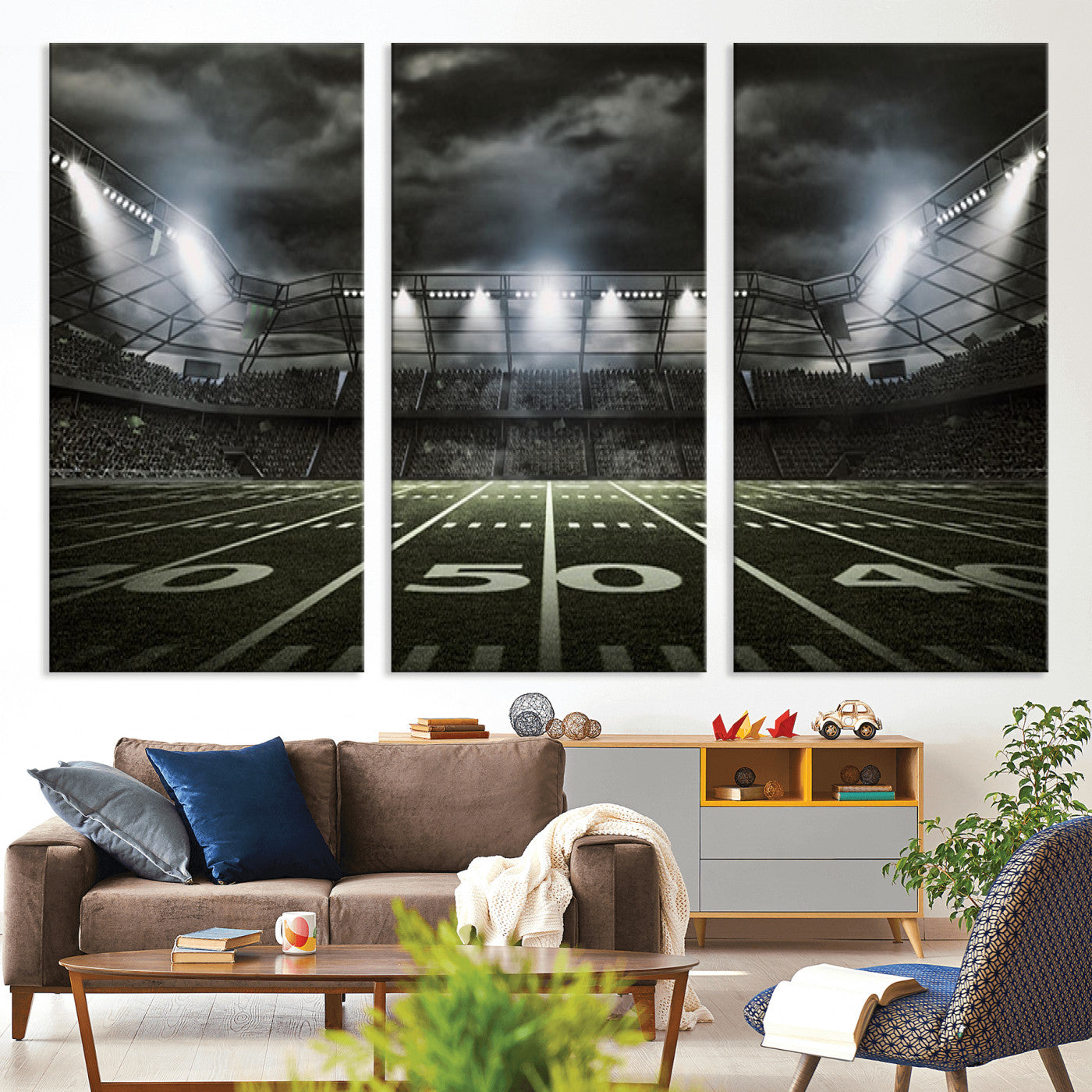 90107-MGV-CV-36X24-American Football Stadium Wall Art Canvas Print, Stadium Sport Wall Art Print