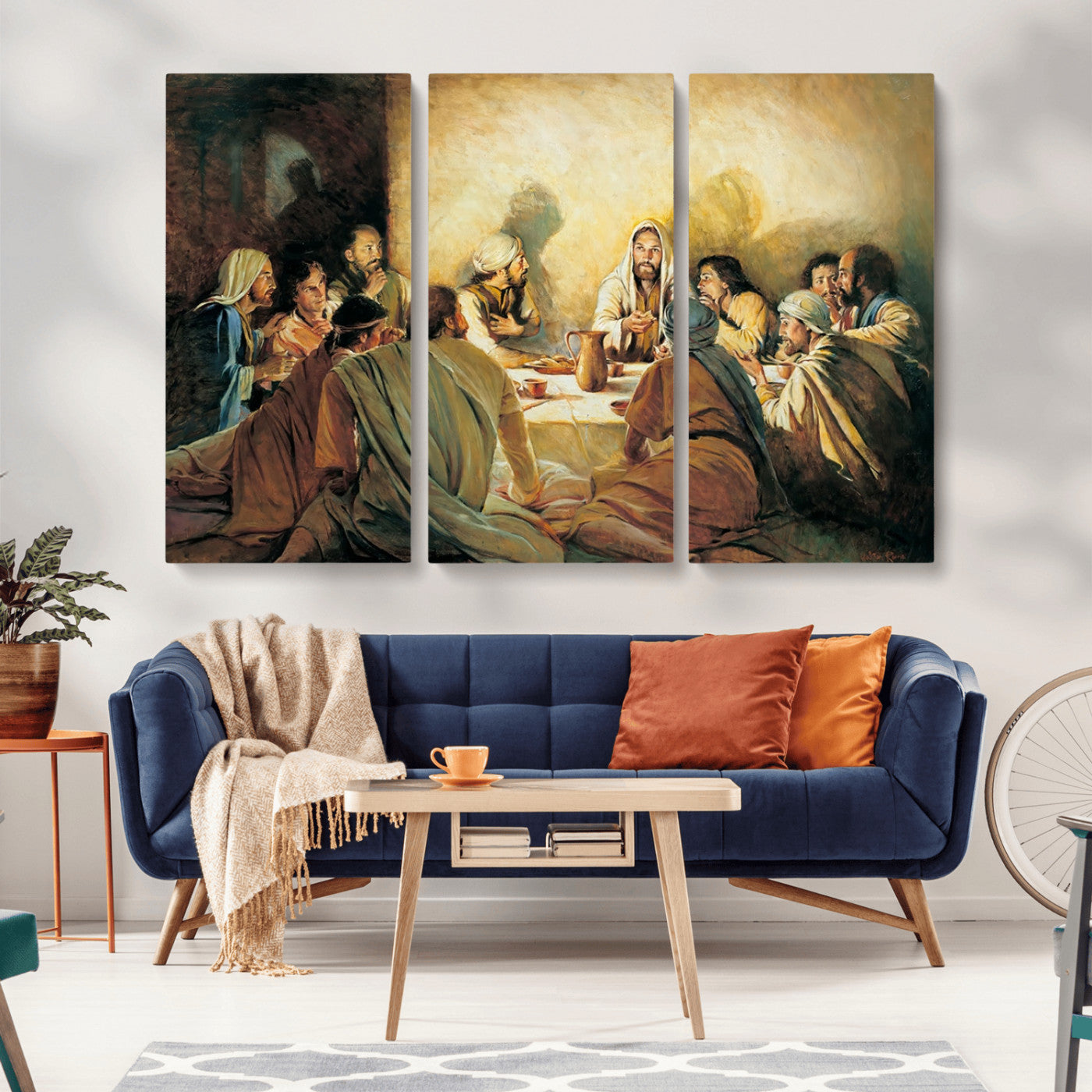 MGV-CV-48X32-3P - Last Supper Wall Art Canvas Print, Framed Jesus Painting Art Picture Print, Moderne Bibel Perfect Traditional/Religious Decor Artwork