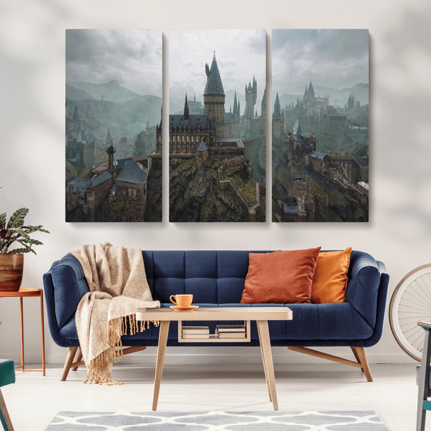 MGV-CV-48X32-3P - Disney Castle Wall Art Canvas Print, Living Kids Home Room Decor Art Print