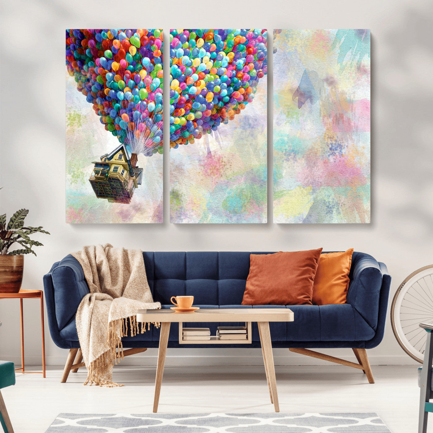 MGV-CV-48X32-3P - Up Pixar Poster, Look Up Pixar Wall Art, Up Pixar Canvas, Kids Play Game Room Decor Wall Art