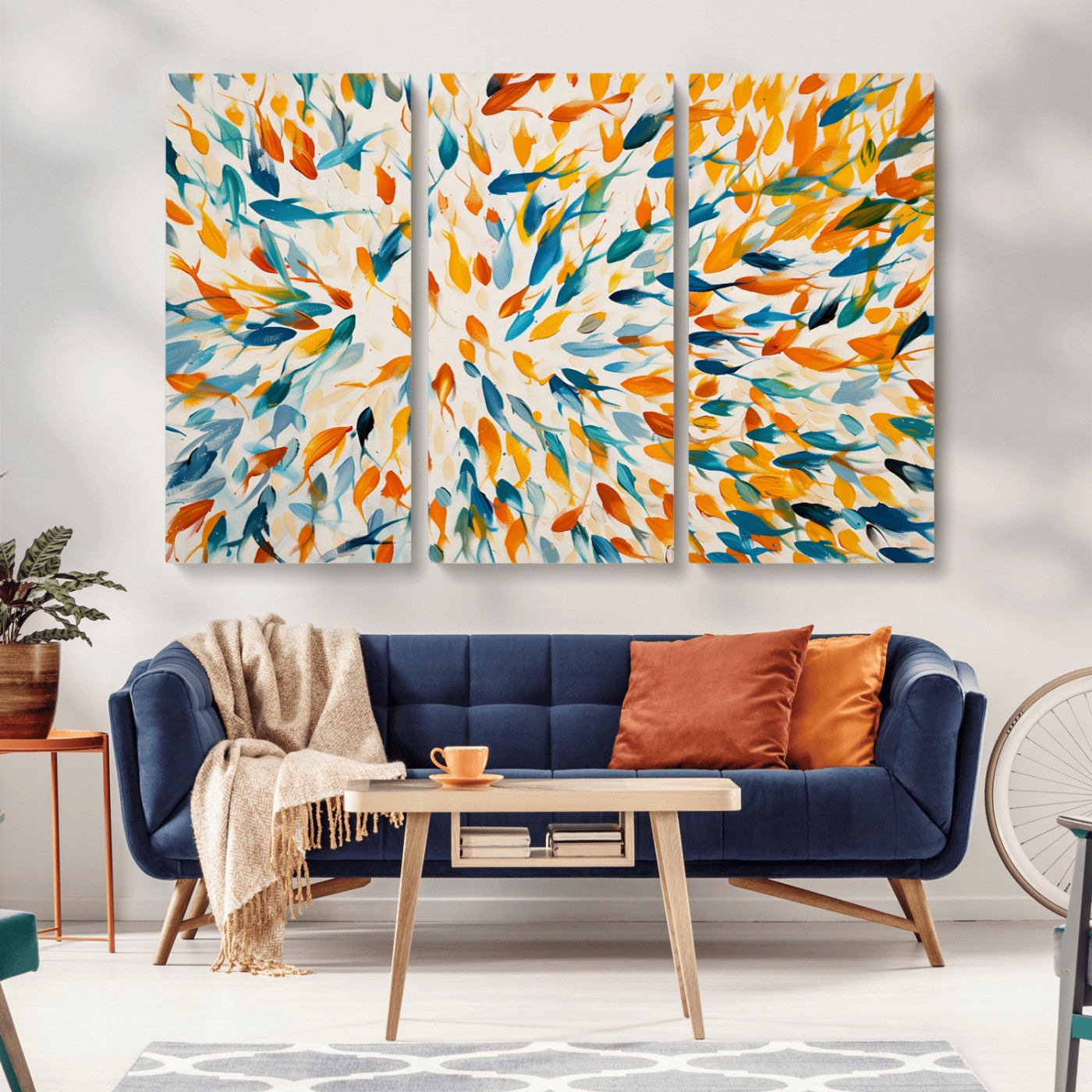 -Colorful Fish Wall Art Print – Abstract Ocean-Inspired Wall Art for Modern Spaces | Framed Canvas,