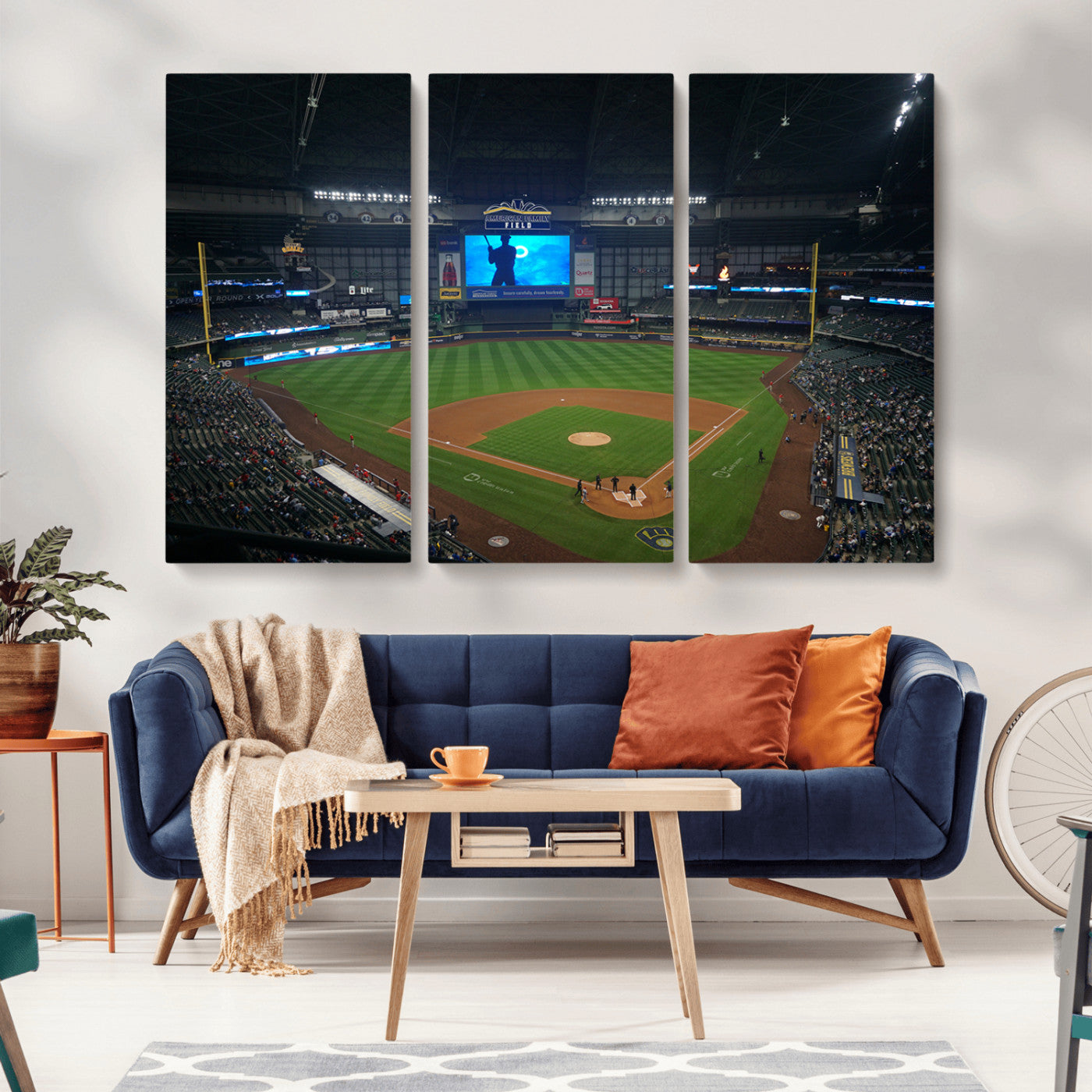 MGV-CV-48X32-3P - Milwaukee Brewers Baseball Art Print - American Family Field Stadium Wall Art Canvas Print