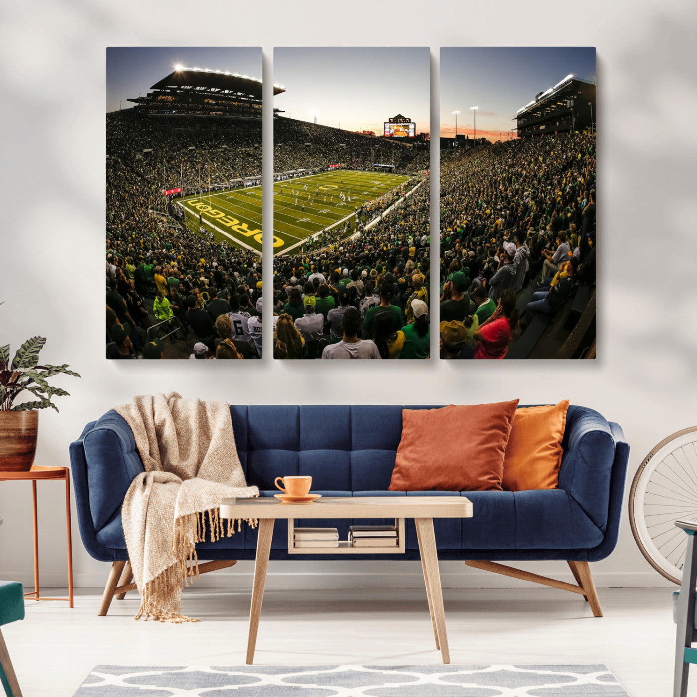 MGV-CV-48X32-3P - Oregon Stadium Canvas Wall Art - Captivating Game Day Scene at Autzen Stadium, Oregon Ducks Football