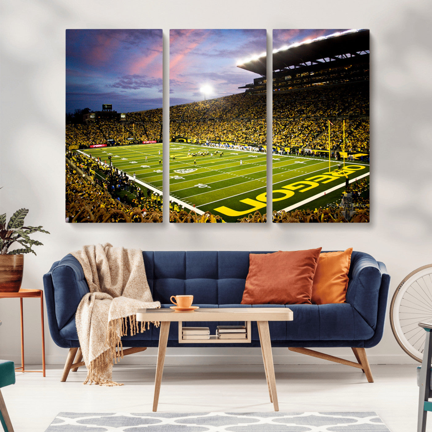 MGV-CV-48X32-3P - University of Oregon Ducks Football Team Print - Eugene Autzen Stadium Wall Art Canvas Print