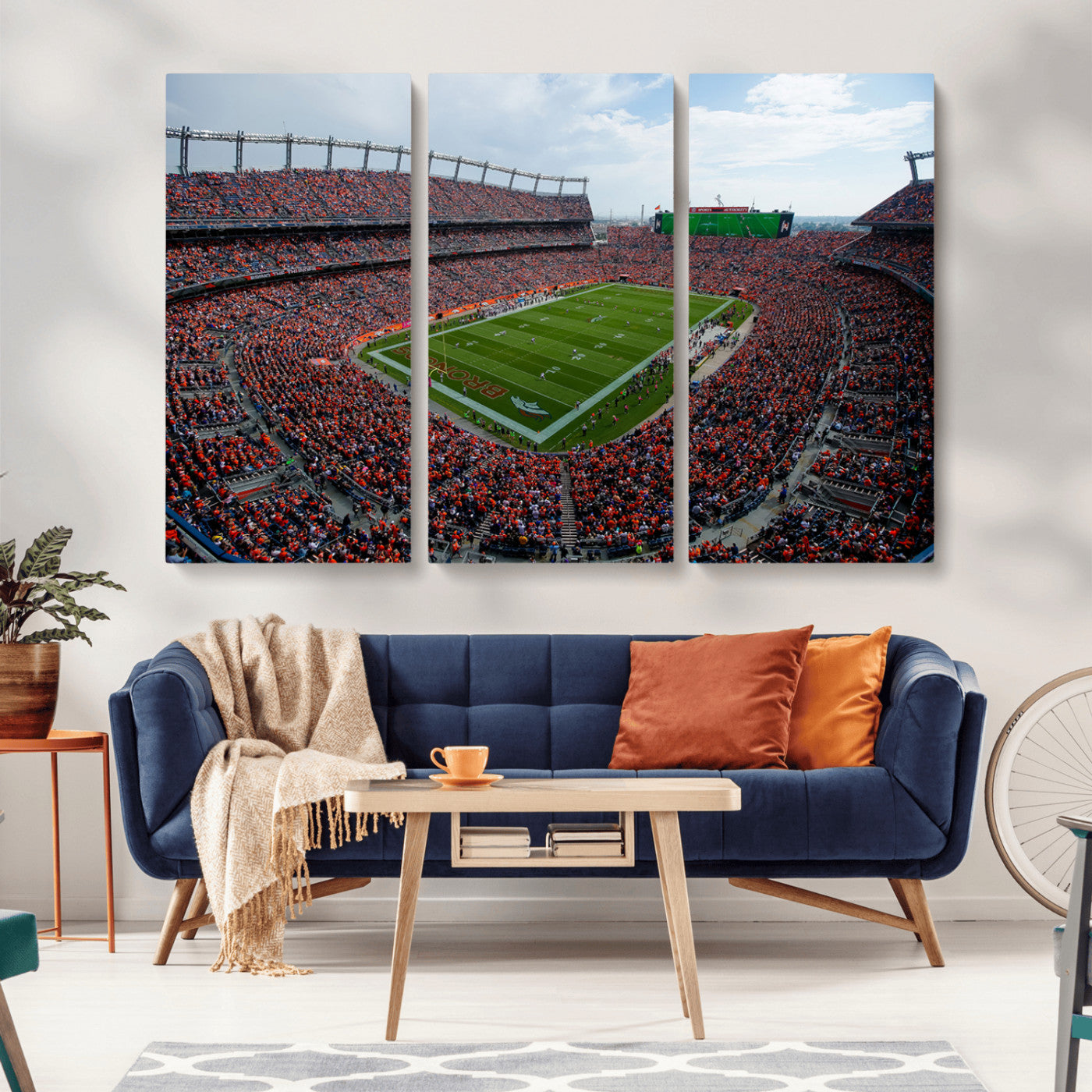 MGV-CV-48X32-3P - Denver Broncos Football Team Print - Empower Field Mile High Stadium Wall Art Canvas Print