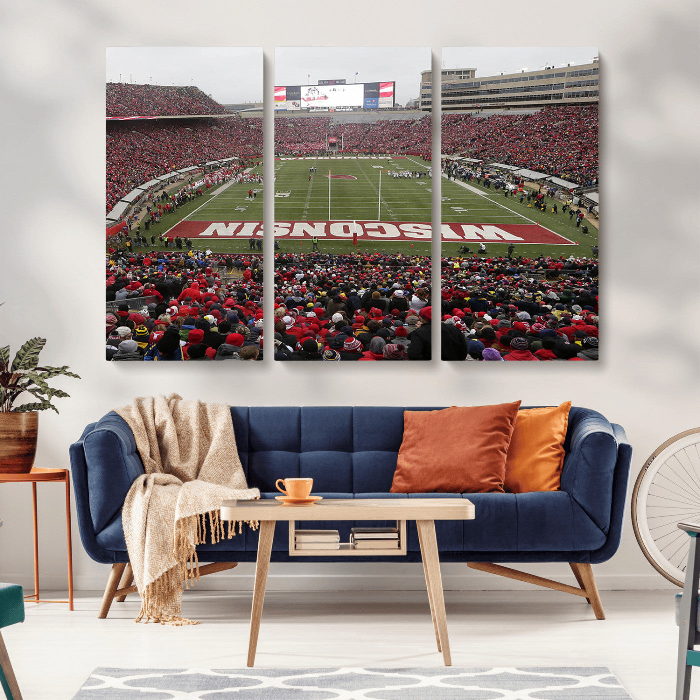 MGV-CV-48X32-3P - Wisconsin Badgers Team Print Canvas - Madison Camp Randall Stadium Wall Art Canvas Print