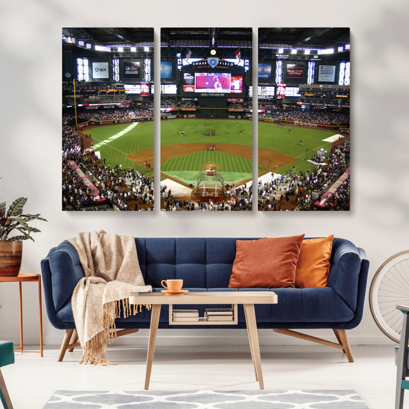 MGV-CV-48X32-3P - Arizona Diamondbacks Baseball Team Print - Phoenix Chase Field Baseball Stadium Wall Art Canvas