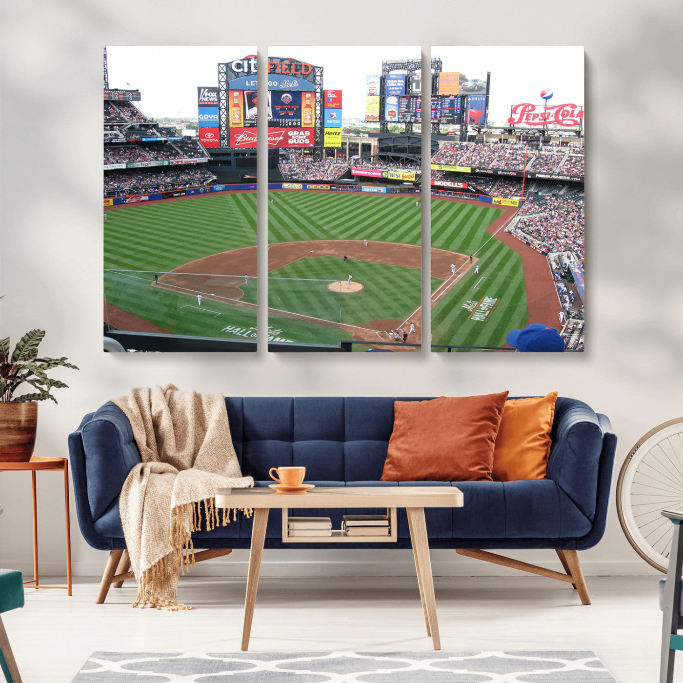 MGV-CV-48X32-3P - New York Mets Baseball Team Print - Citi Field Baseball Stadium Wall Art Canvas Print