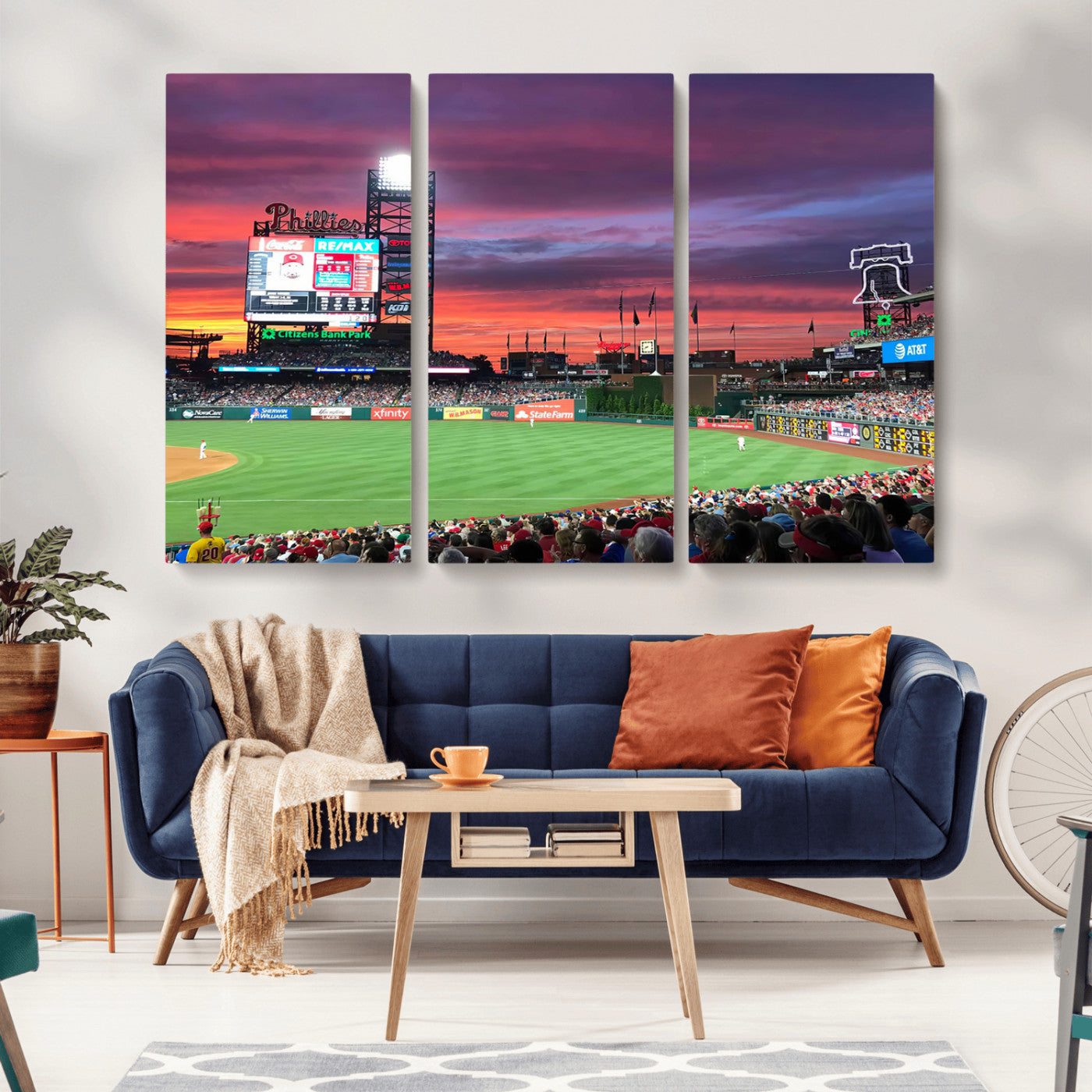 MGV-CV-48X32-3P - Philadelphia Phillies Baseball Team Print - Philadelphia Citizens Bank Park Stadium Wall Art Canvas