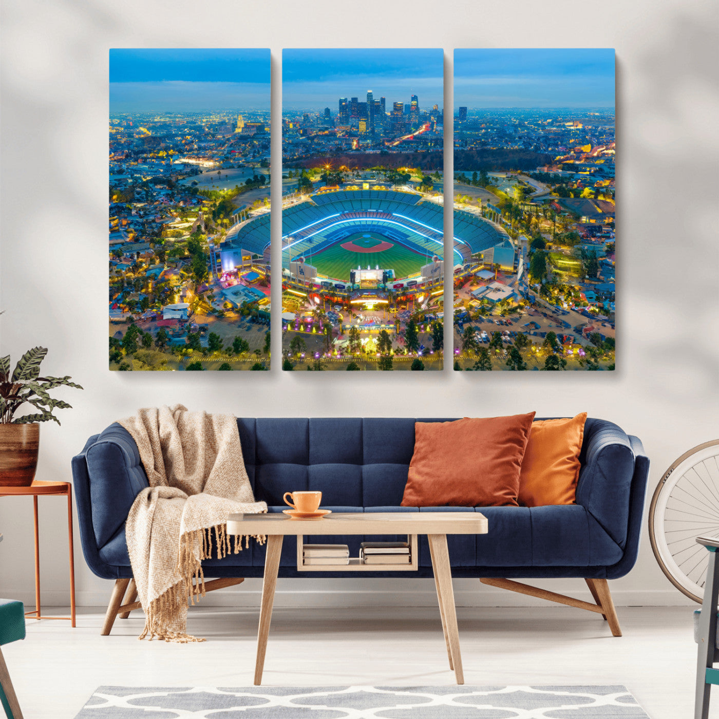 MGV-CV-48X32-3P - Los Angeles Dodgers Wall Art Canvas, Dodger Stadium Wall Art Canvas Print - MLB Baseball Stadium