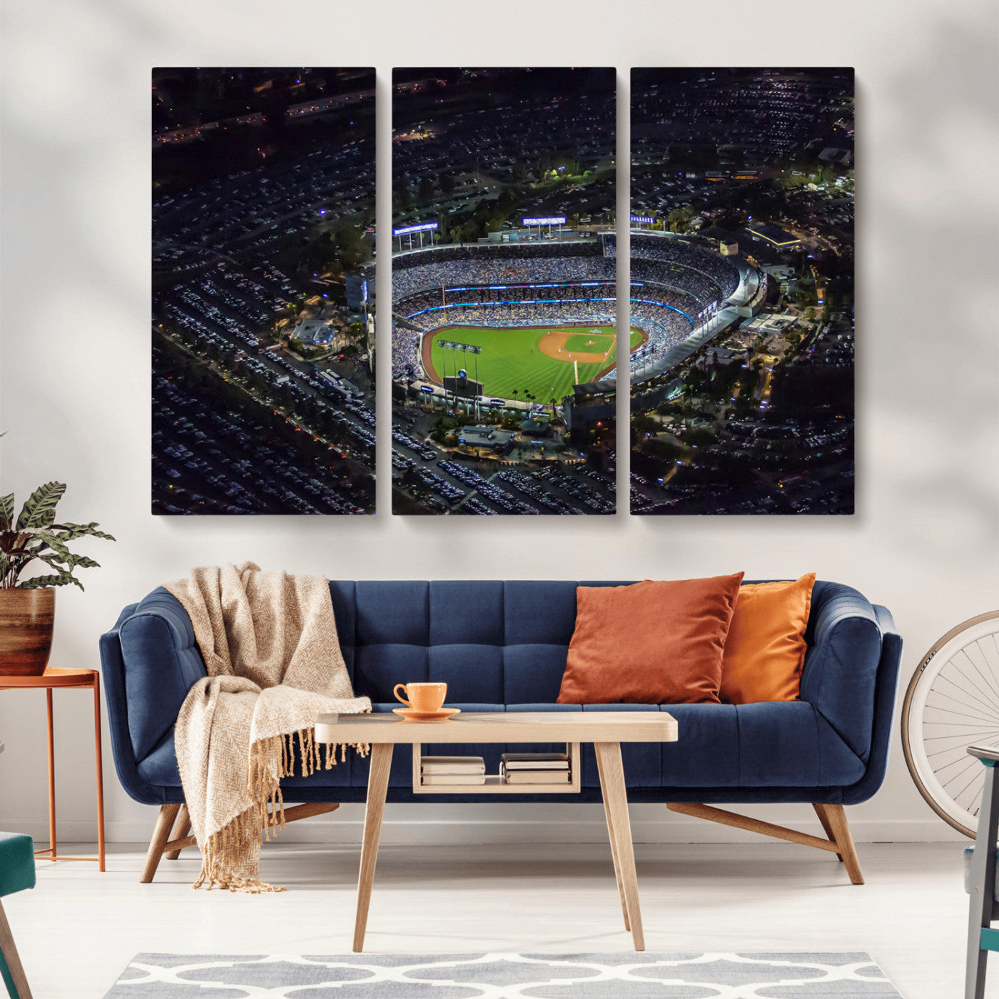 MGV-CV-48X32-3P - Los Angeles Dodgers Dodger Stadium Wall Art Canvas Print - MLB Baseball Stadium