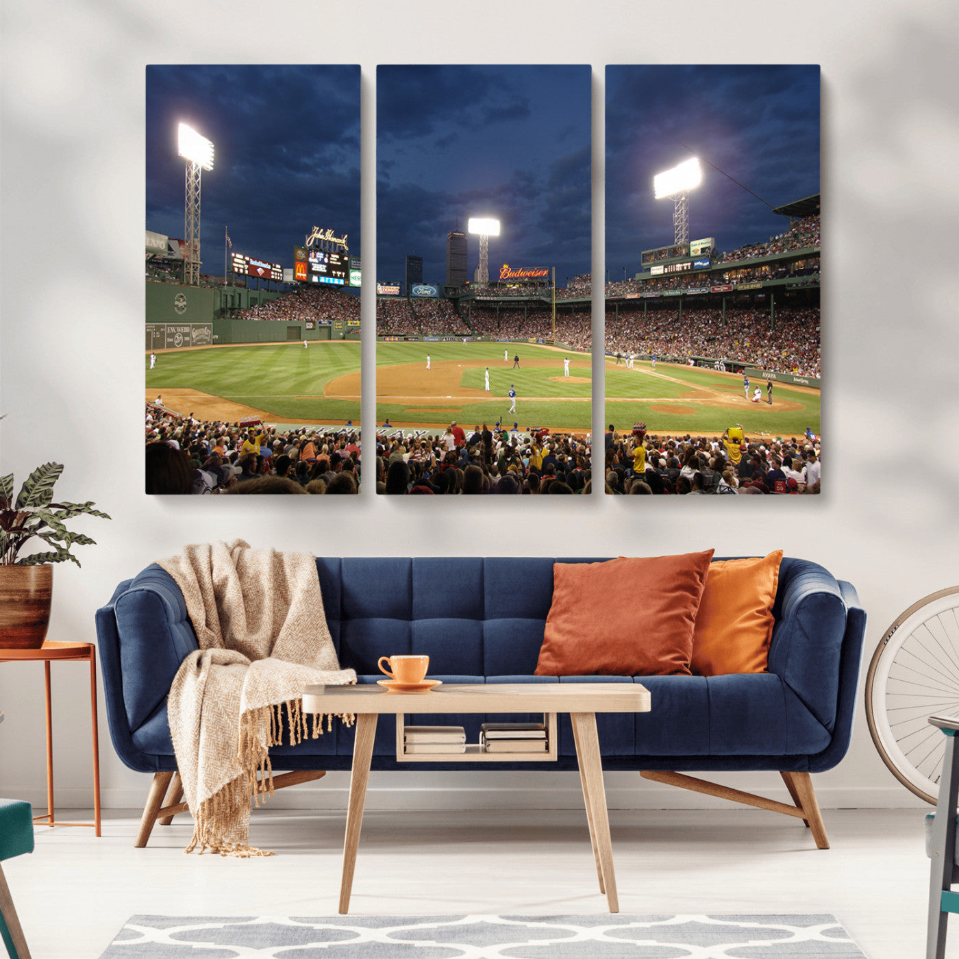 MGV-CV-48X32-3P - Boston Red Sox Baseball Team Print Canvas - Massachusetts Fenway Park Stadium Wall Art Canvas Print