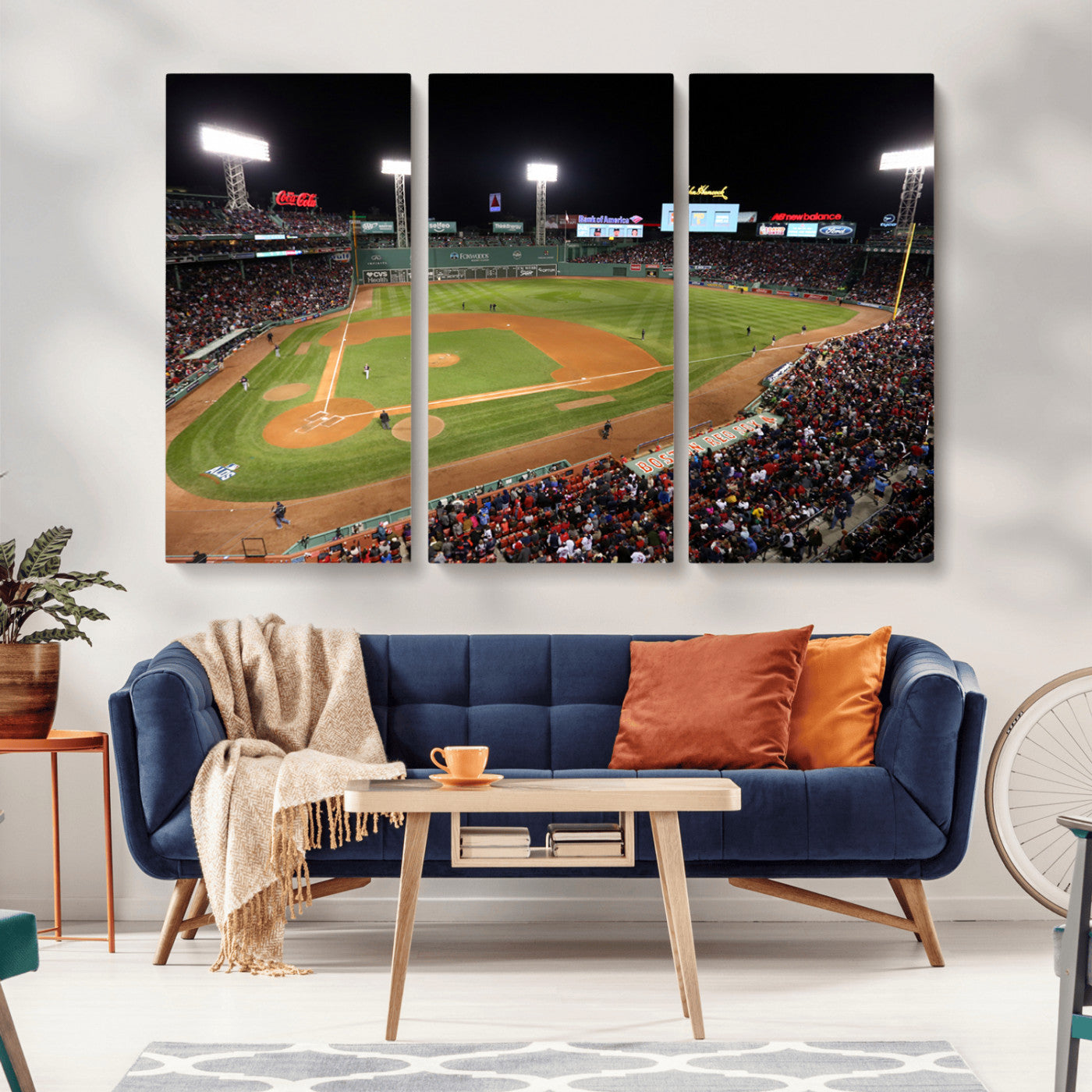 MGV-CV-48X32-3P - Boston Red Sox Baseball Team Print - Massachusetts Fenway Park Stadium Wall Art Canvas Print