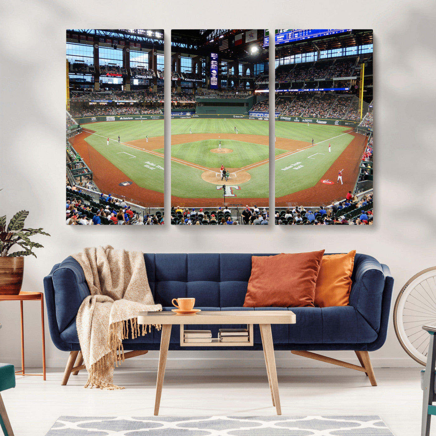 MGV-CV-48X32-3P - Texas Rangers Baseball Team Print - Arlington Globe Life Field Stadium Canvas Print Wall Art