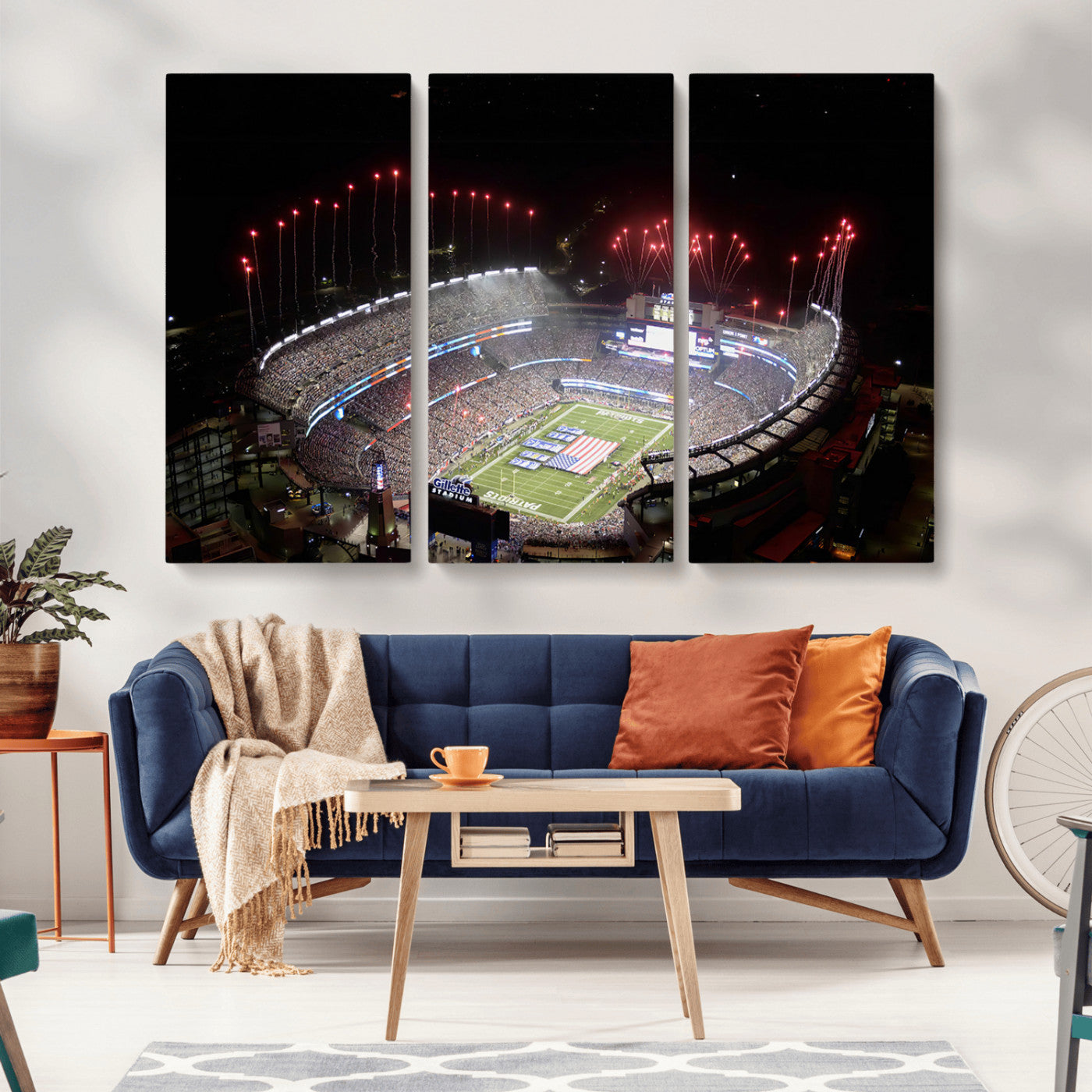 MGV-CV-48X32-3P - New England Patriots Team Print Wall Art- Foxborough Gillette Stadium Wall Art Canvas Print