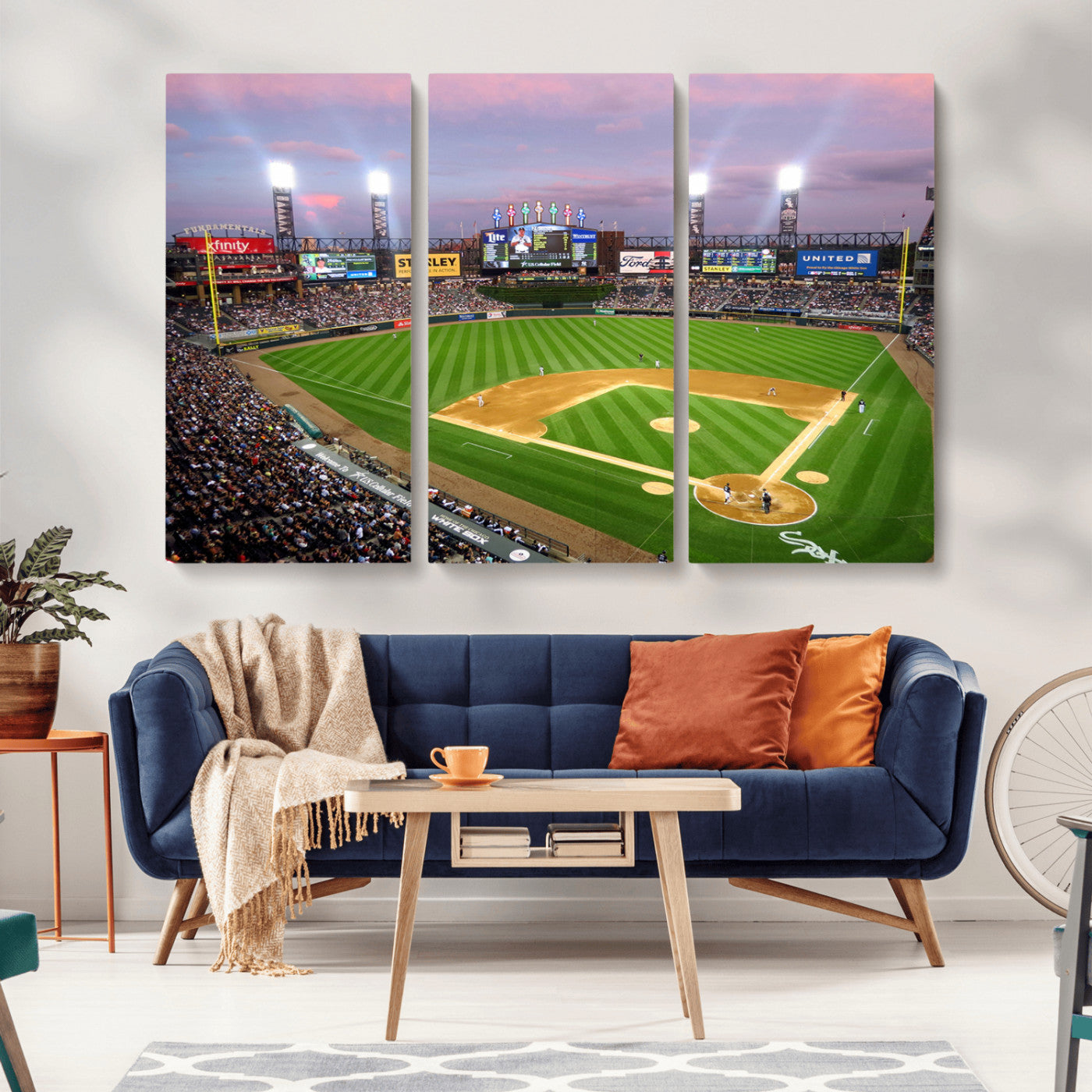 MGV-CV-48X32-3P - Chicago White Sox Baseball Team Print Canvas- Guaranteed Rate Field Stadium Wall Art Canvas Print