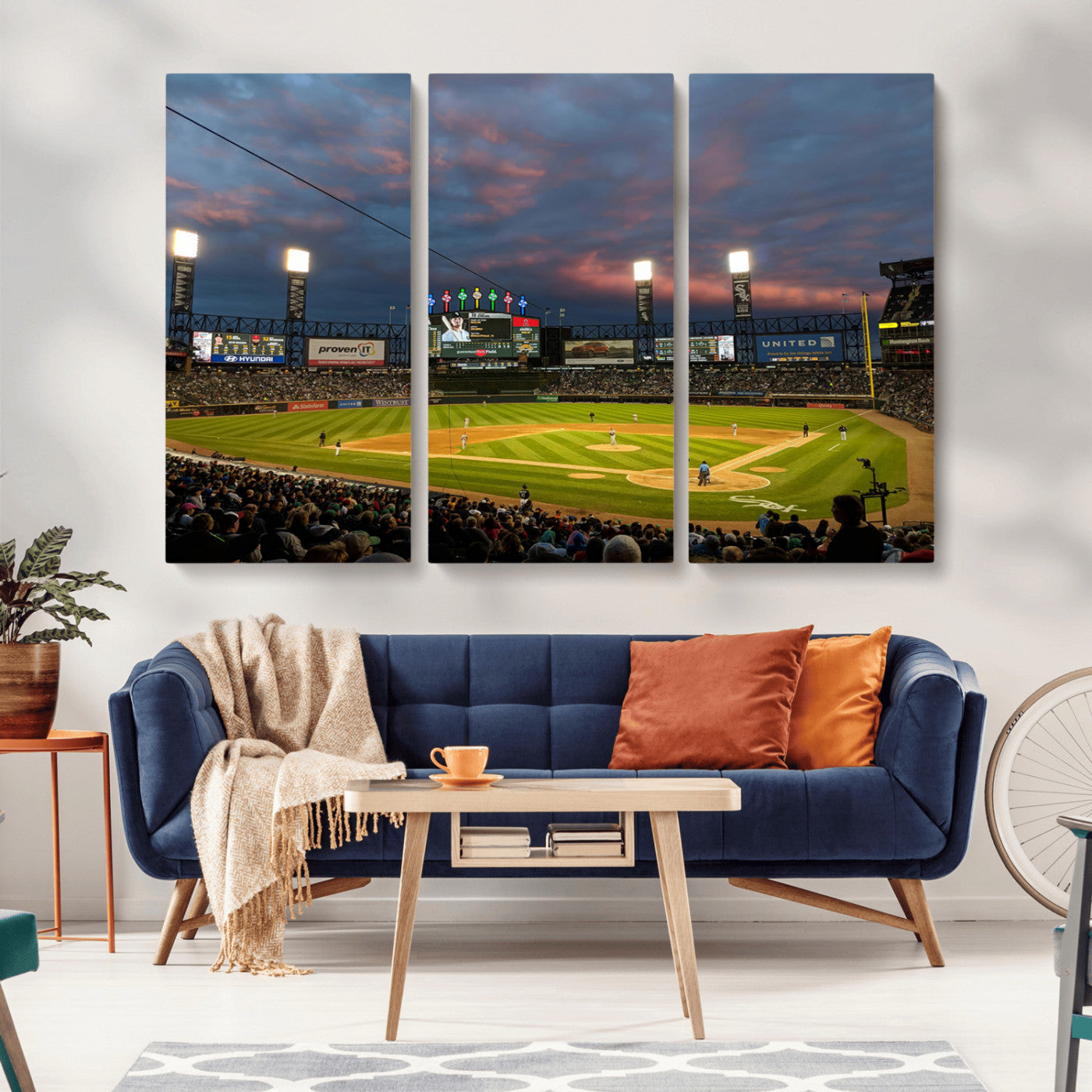 MGV-CV-48X32-3P - Chicago White Sox Baseball Team Print Canvas- Guaranteed Rate Field Stadium Wall Art Canvas Print