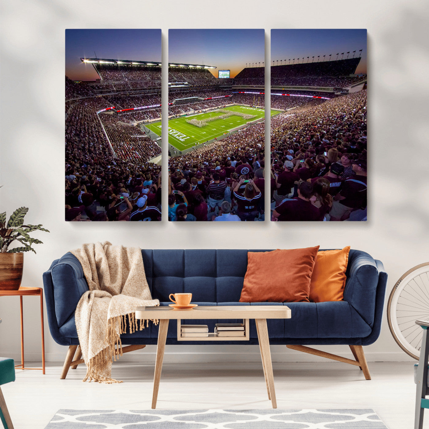 MGV-CV-48X32-3P - Texas A&M University Aggies Football Team Print - College Station Kyle Field Stadium Wall Art Canvas