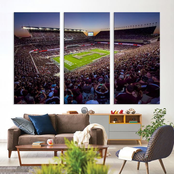 Texas A&M University Aggies Football Team Print - College Station Kyle Field Stadium Wall Art Canvas Print